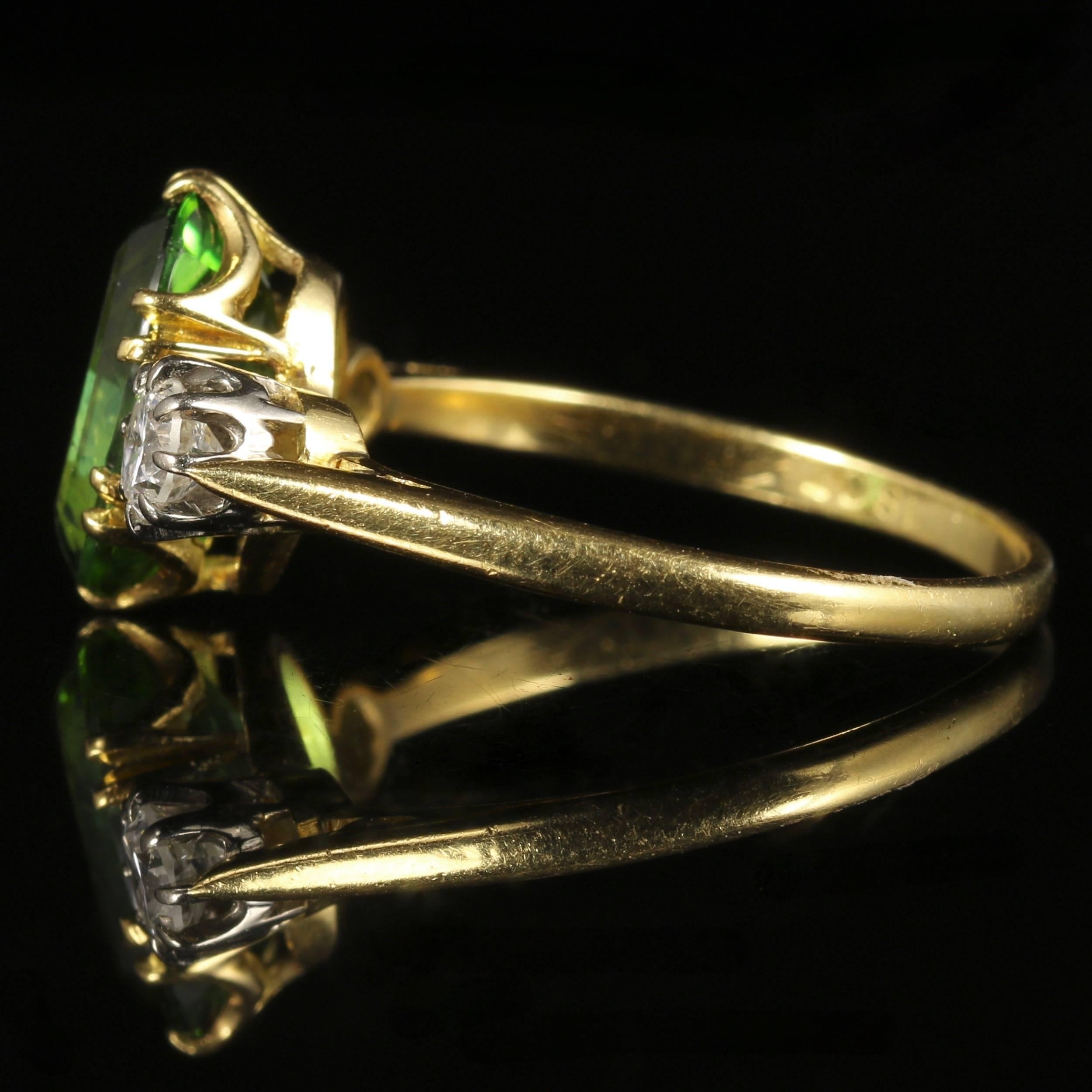 Antique Victorian Tourmaline Diamond Ring 18 Carat Gold 1