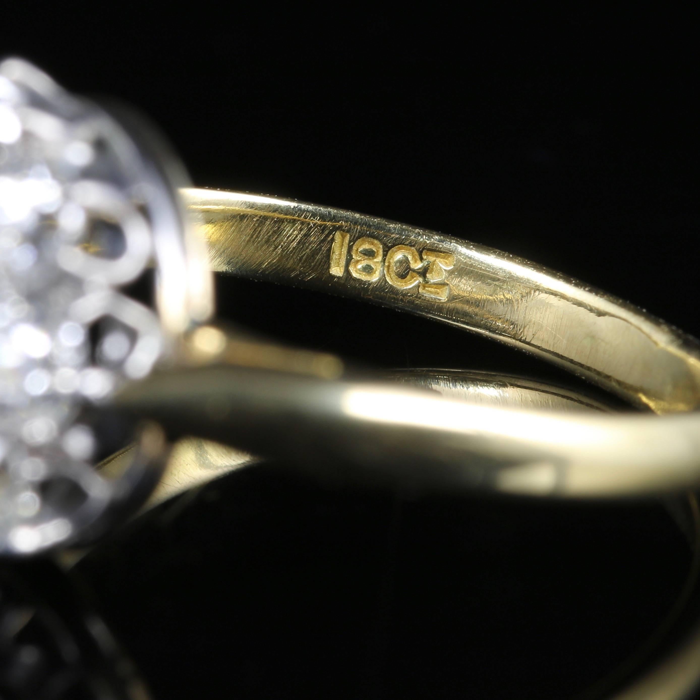 Antique Victorian Diamond Cluster Ring circa 1880 1.40 Carat of Diamonds 2