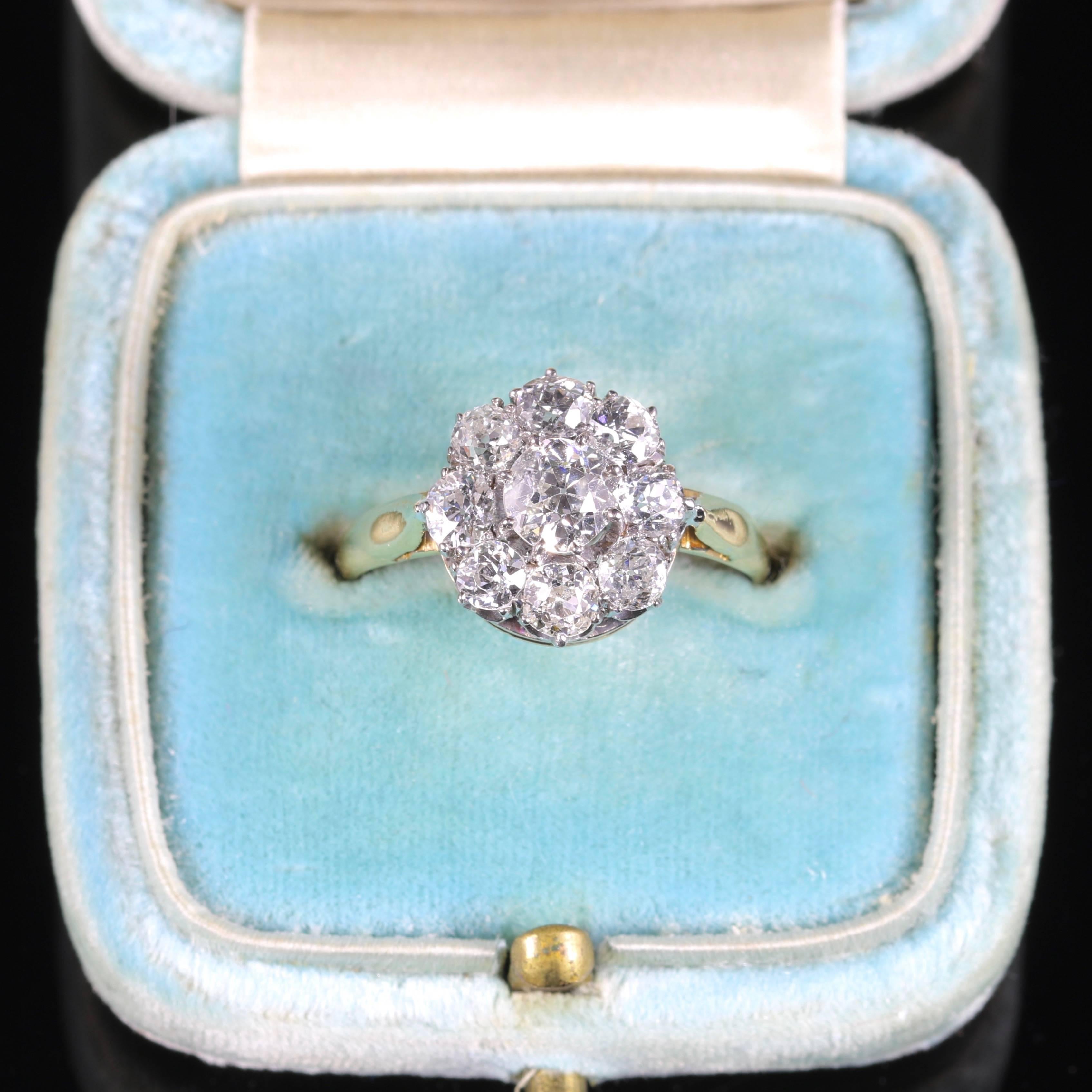 Antique Victorian Diamond Cluster Ring circa 1880 1.40 Carat of Diamonds 3