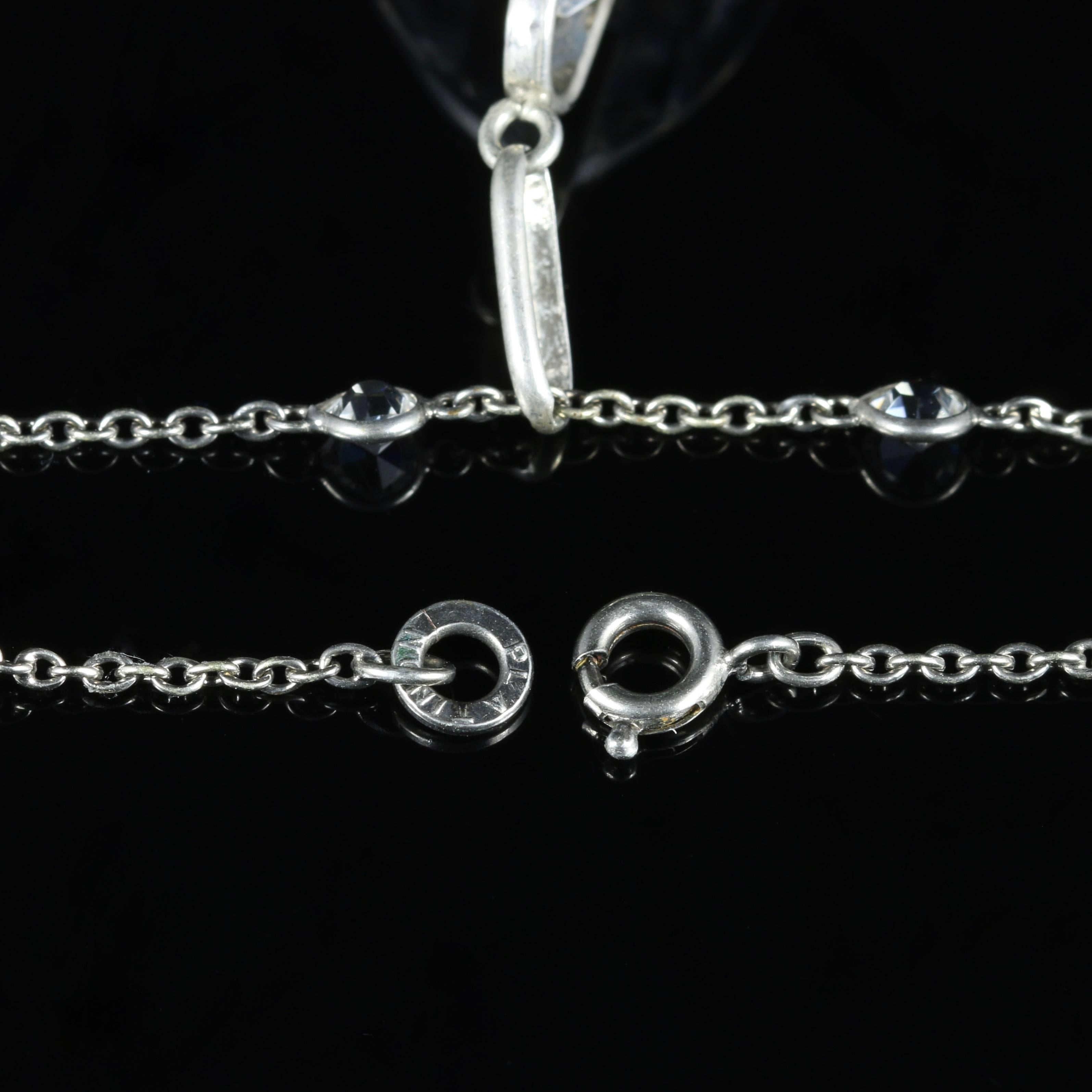 Art Deco Briolette Cut Rock Crystal Necklace Platinon 4