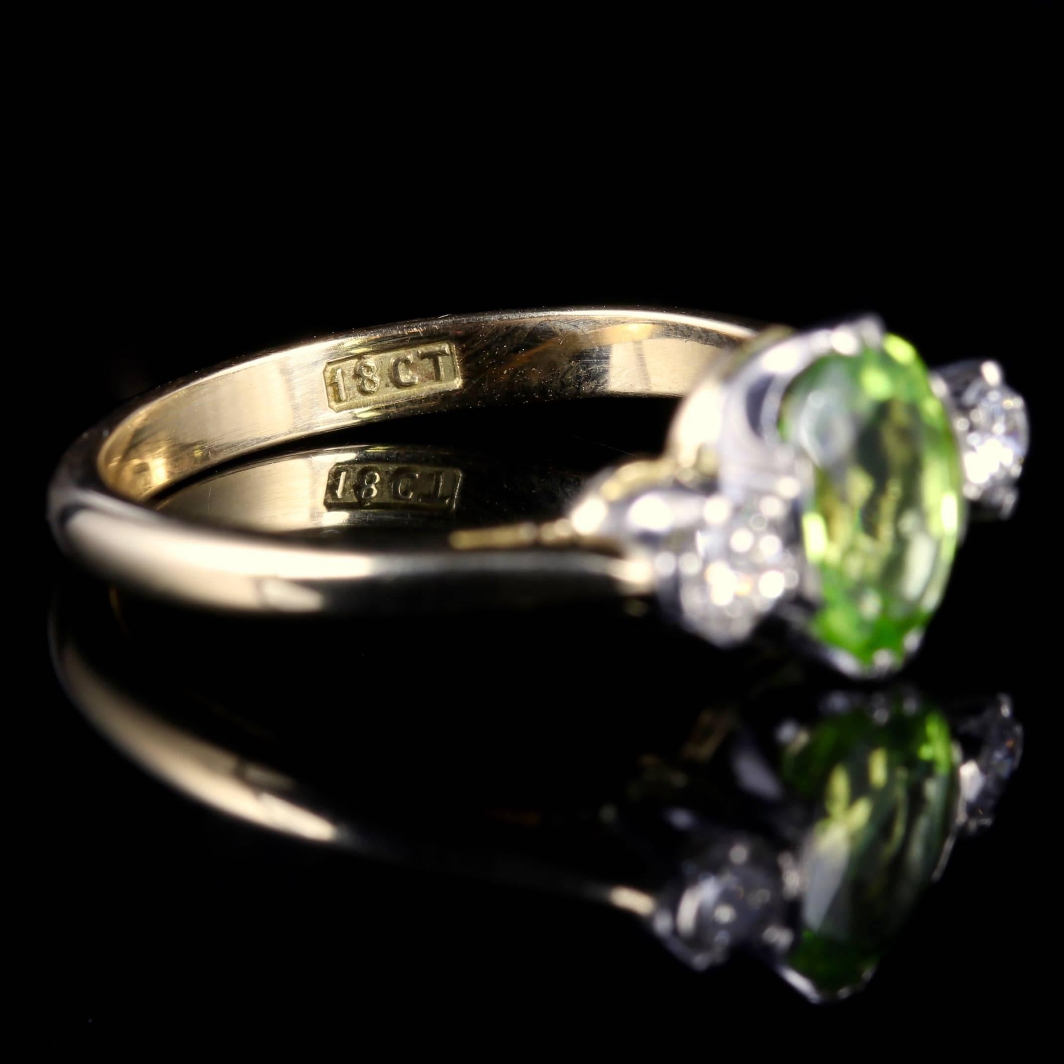 Antique Victorian Peridot Diamond Trilogy Ring, circa 1900 1