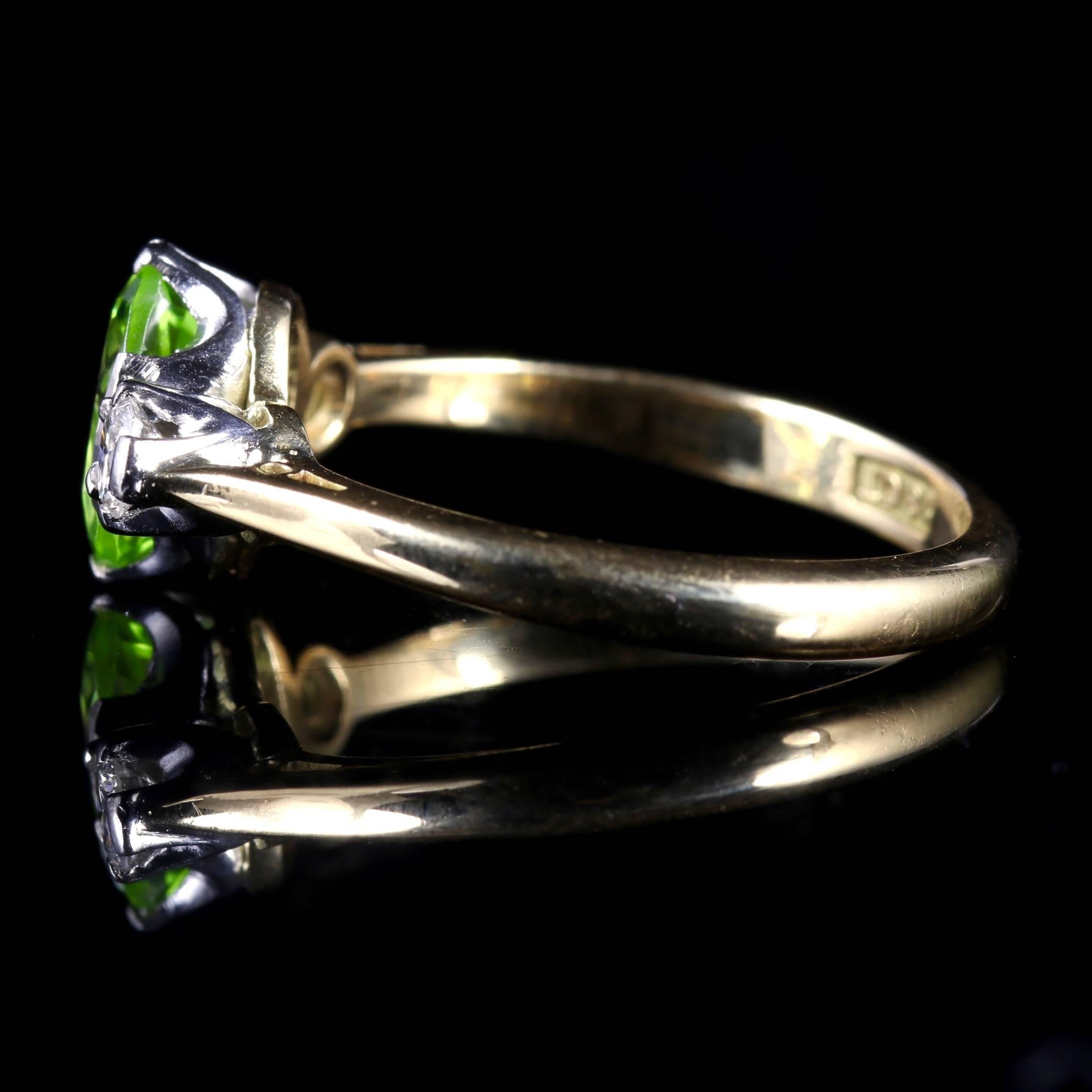 Women's Antique Victorian Peridot Diamond Trilogy Ring, circa 1900