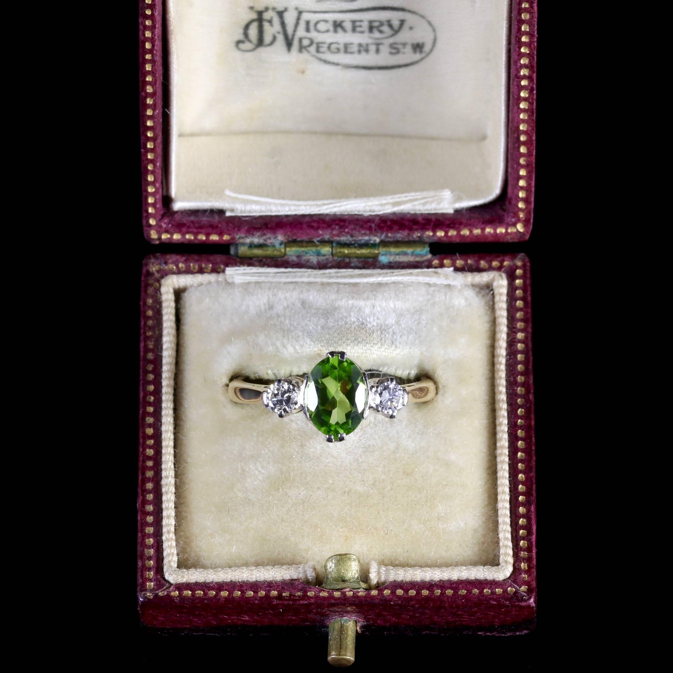 Antique Victorian Peridot Diamond Trilogy Ring, circa 1900 3