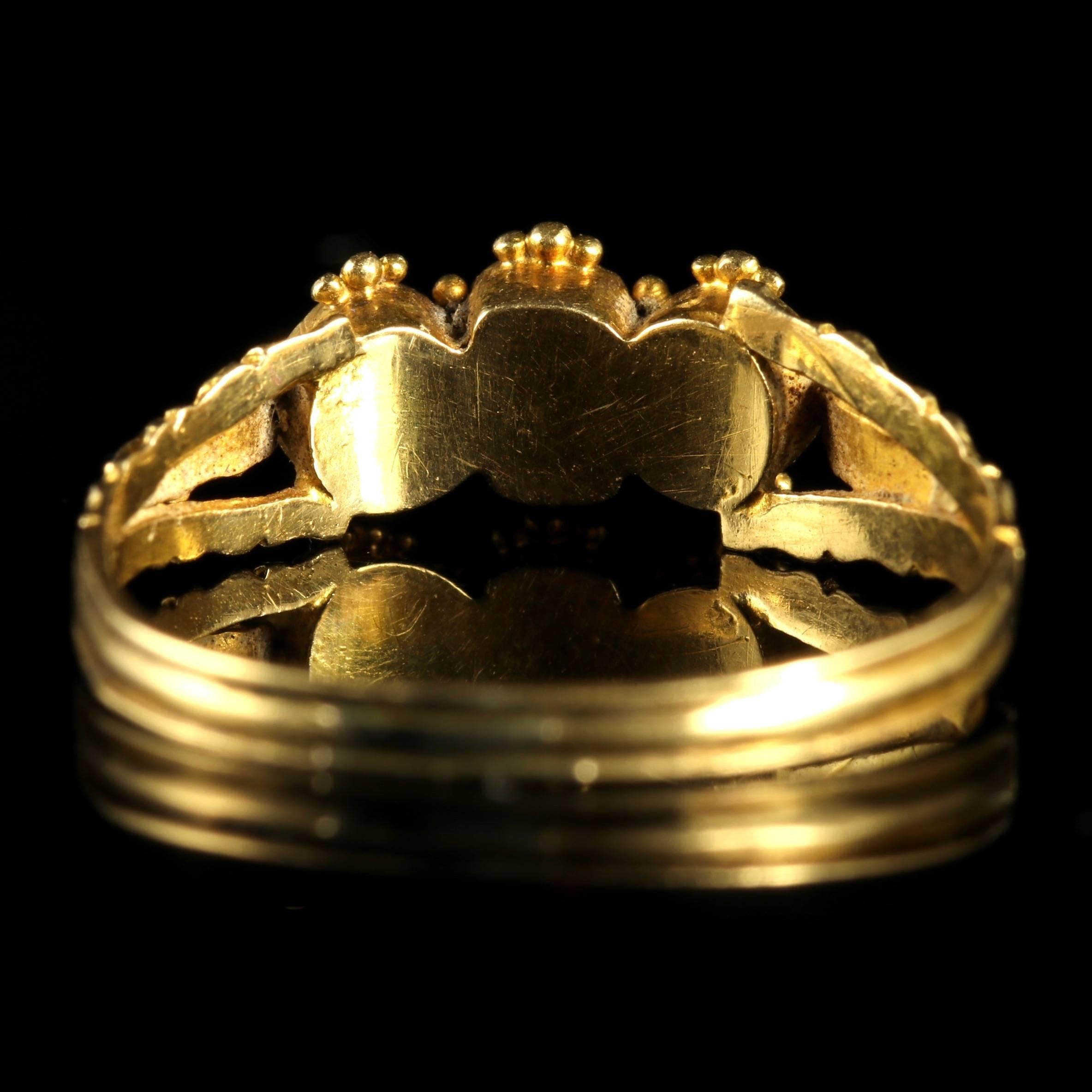 Women's Antique Georgian Tourmaline and Pearl Trilogy Ring, circa 18th Century