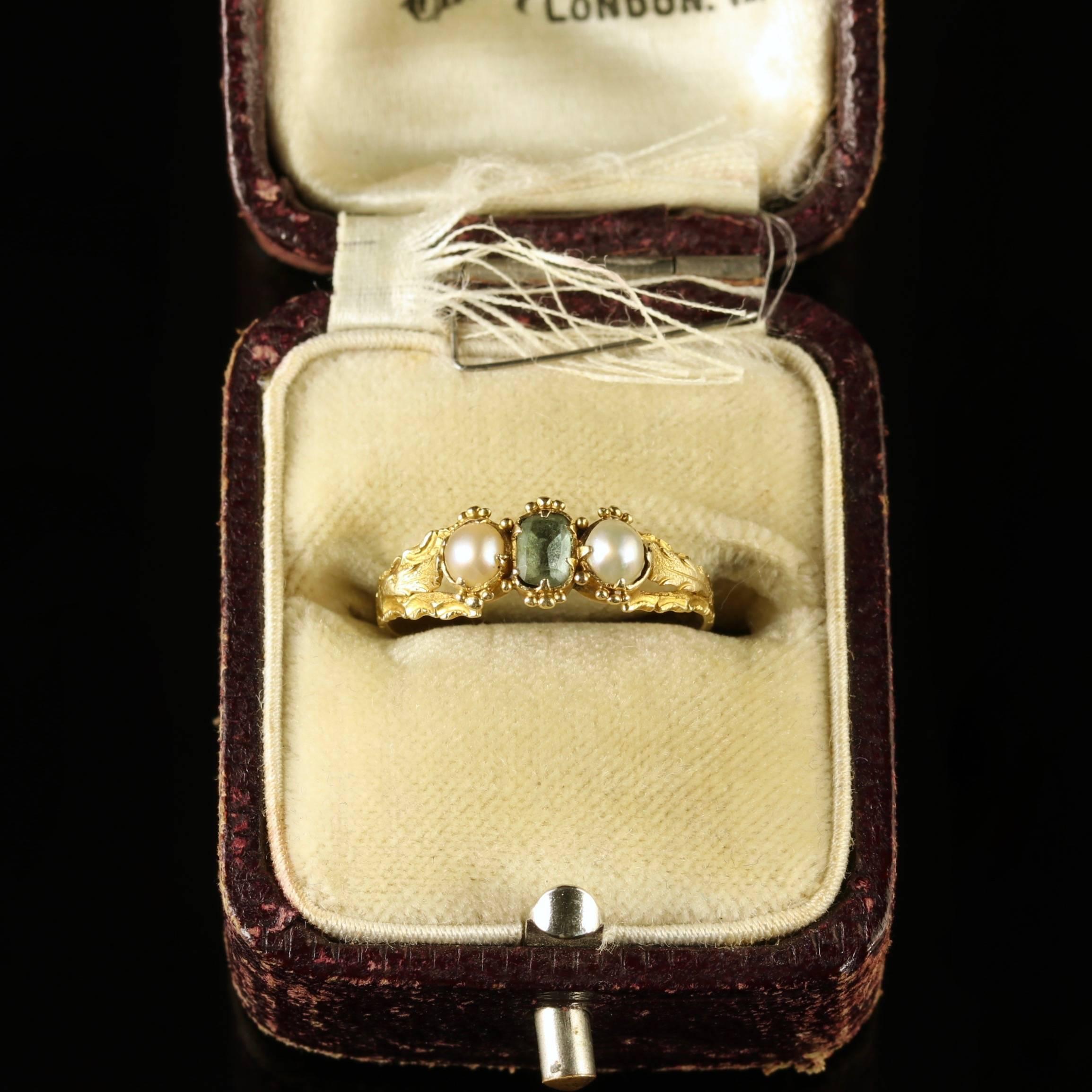 Antique Georgian Tourmaline and Pearl Trilogy Ring, circa 18th Century 2