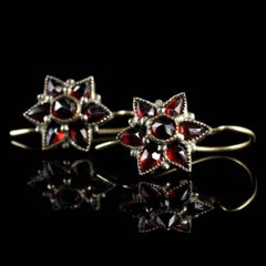 Antique Victorian Garnet Gold Earrings, circa 1900