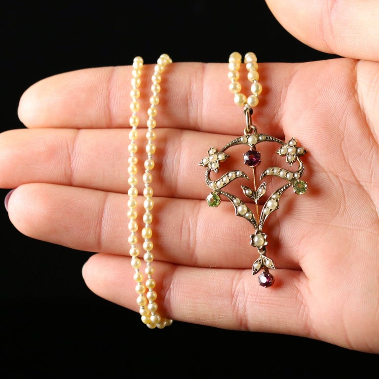 Antique Victorian Suffragette Pearl Necklace Diamond Clasp, circa 1900