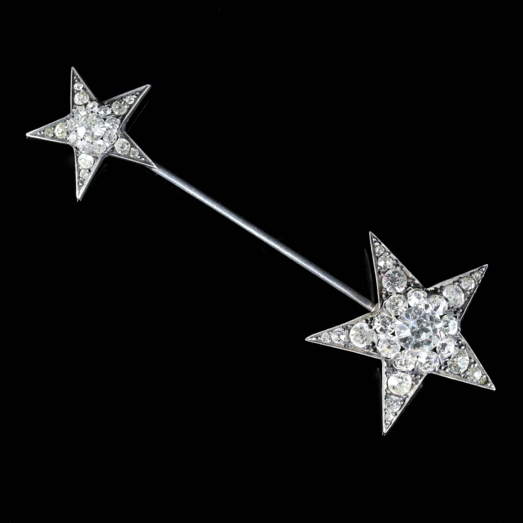 Women's Antique Victorian Star Jabot Paste Pin, circa 1900