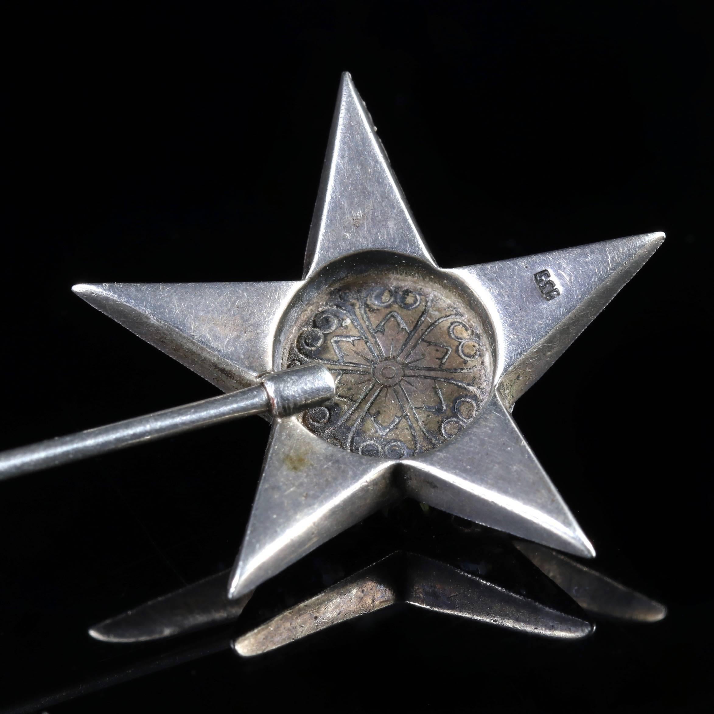 Antique Victorian Star Jabot Paste Pin, circa 1900 3
