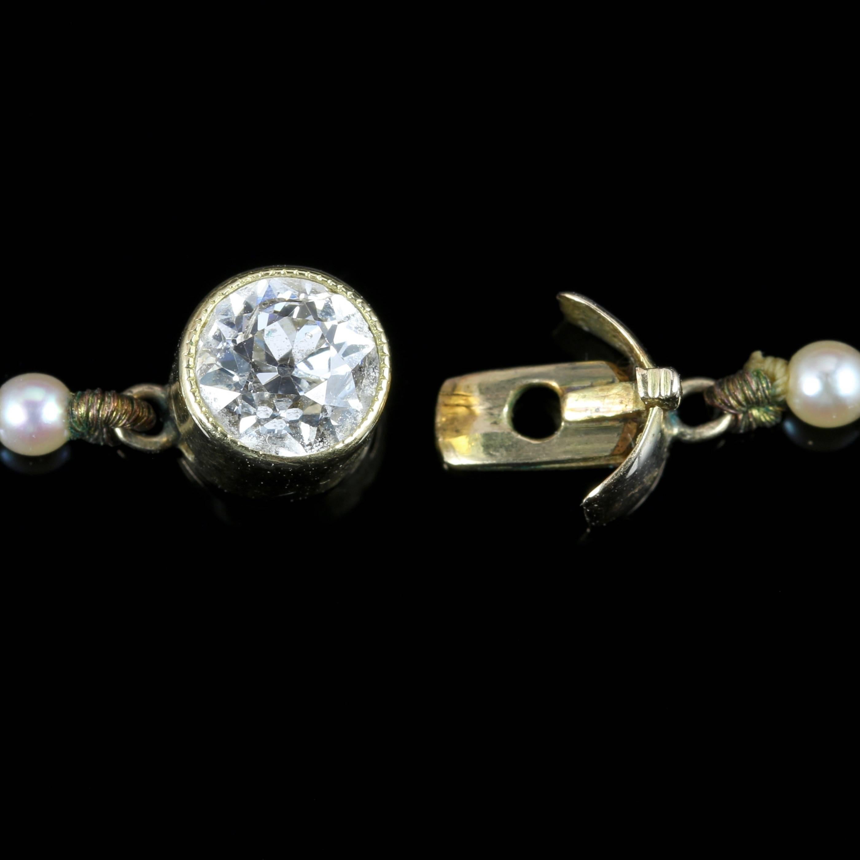 Antique Victorian Pearl Diamond Necklace, circa 1900 2