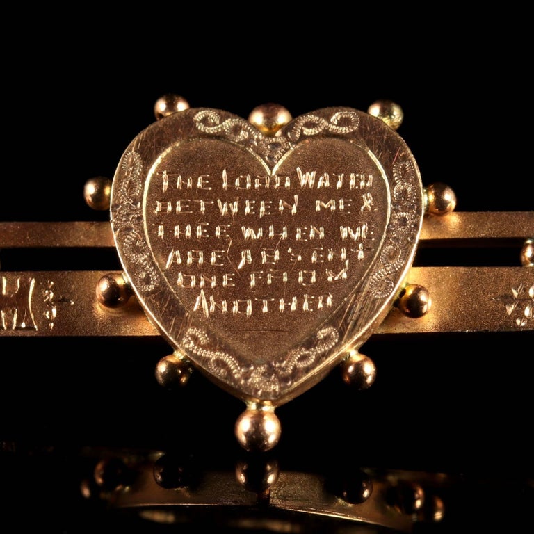 Antique Victorian 9 Carat Gold Mizpah Brooch, circa 1880 at 1stDibs