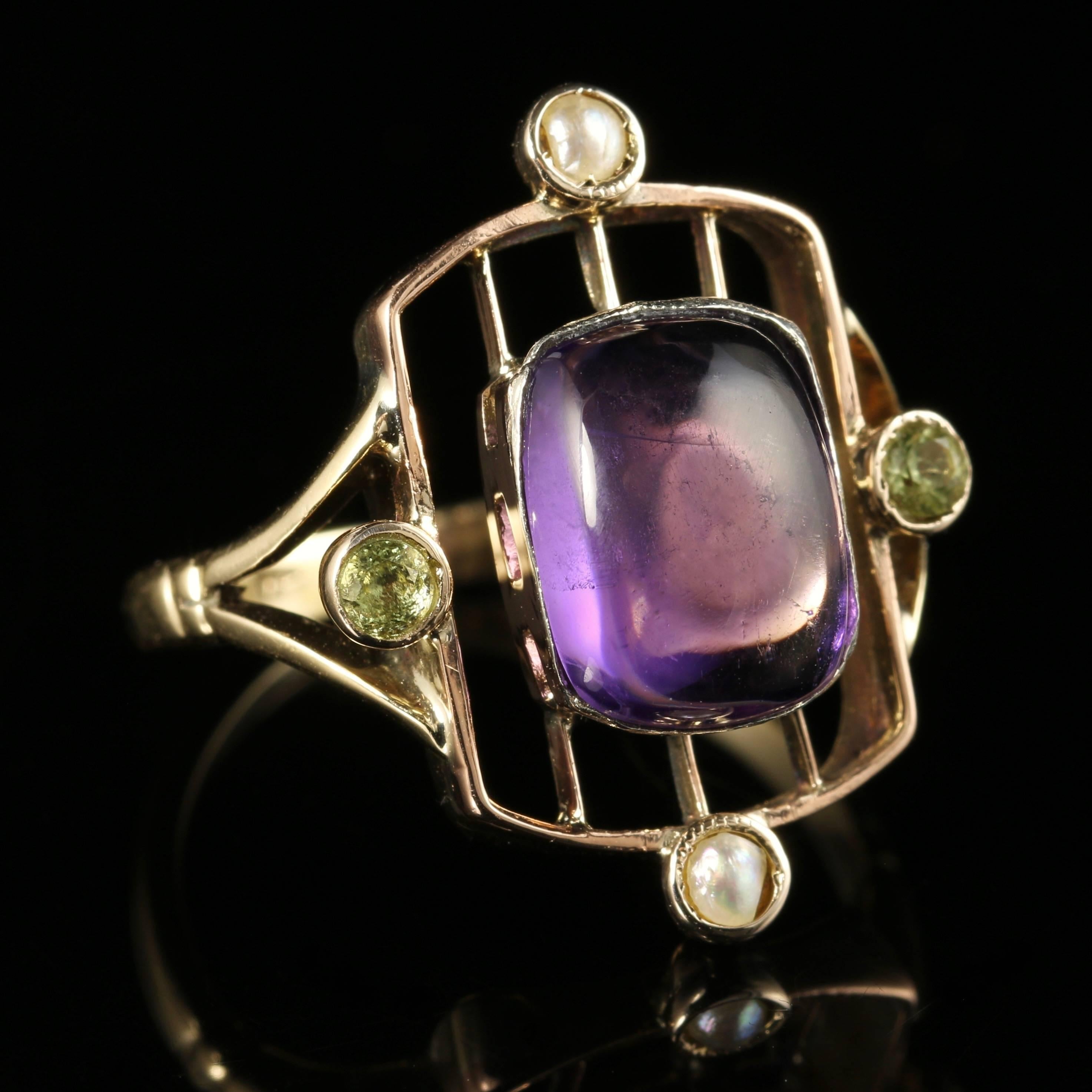 Women's Antique Victorian Suffragette Fancy Work Ring 9 Carat Gold