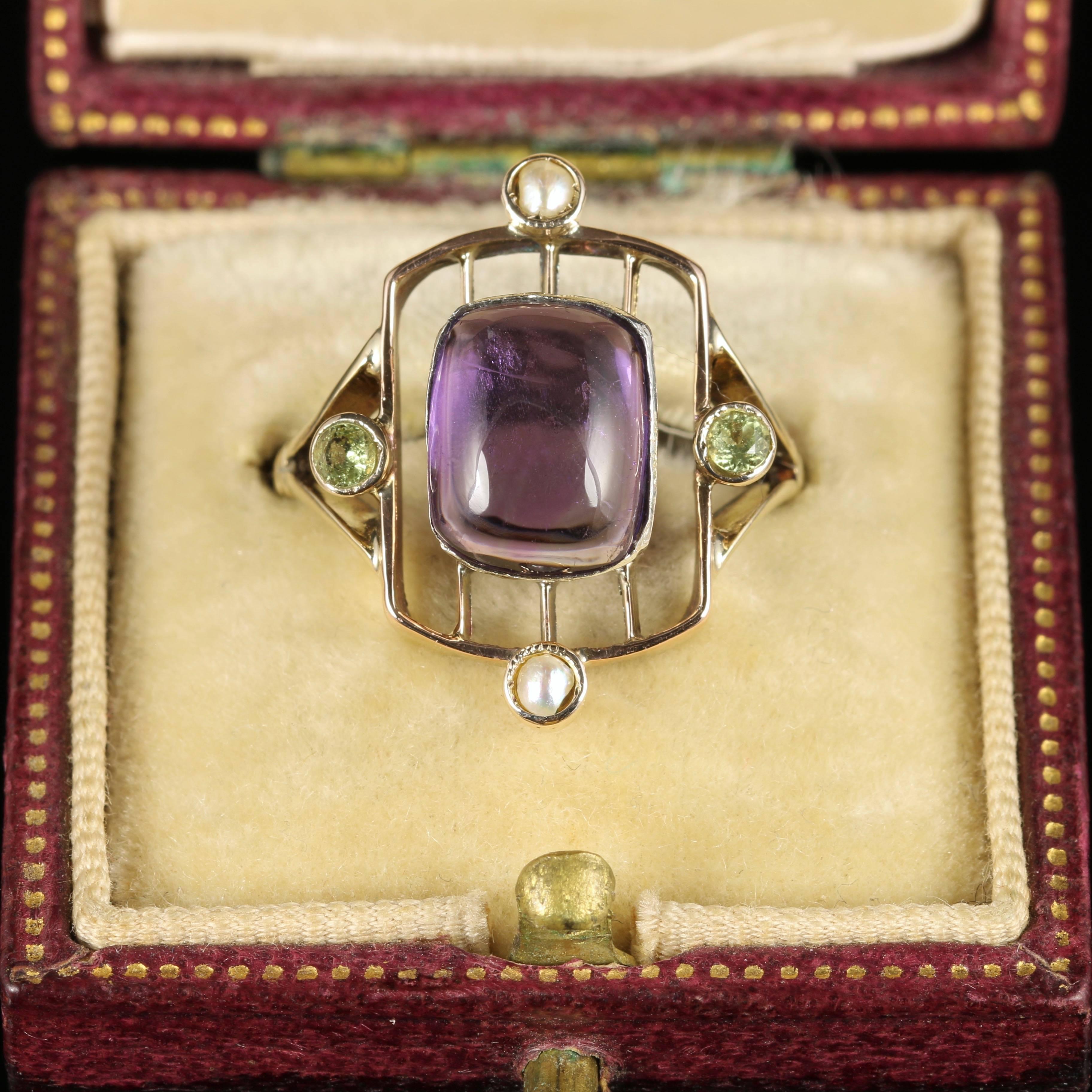 Antique Victorian Suffragette Fancy Work Ring 9 Carat Gold 3