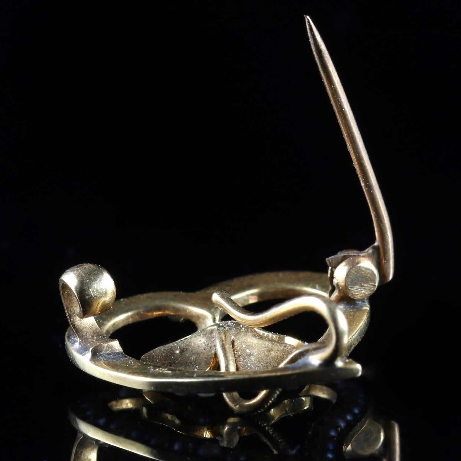 Antique Witches Heart Pearl Brooch 14 Carat Gold, circa 1900 1