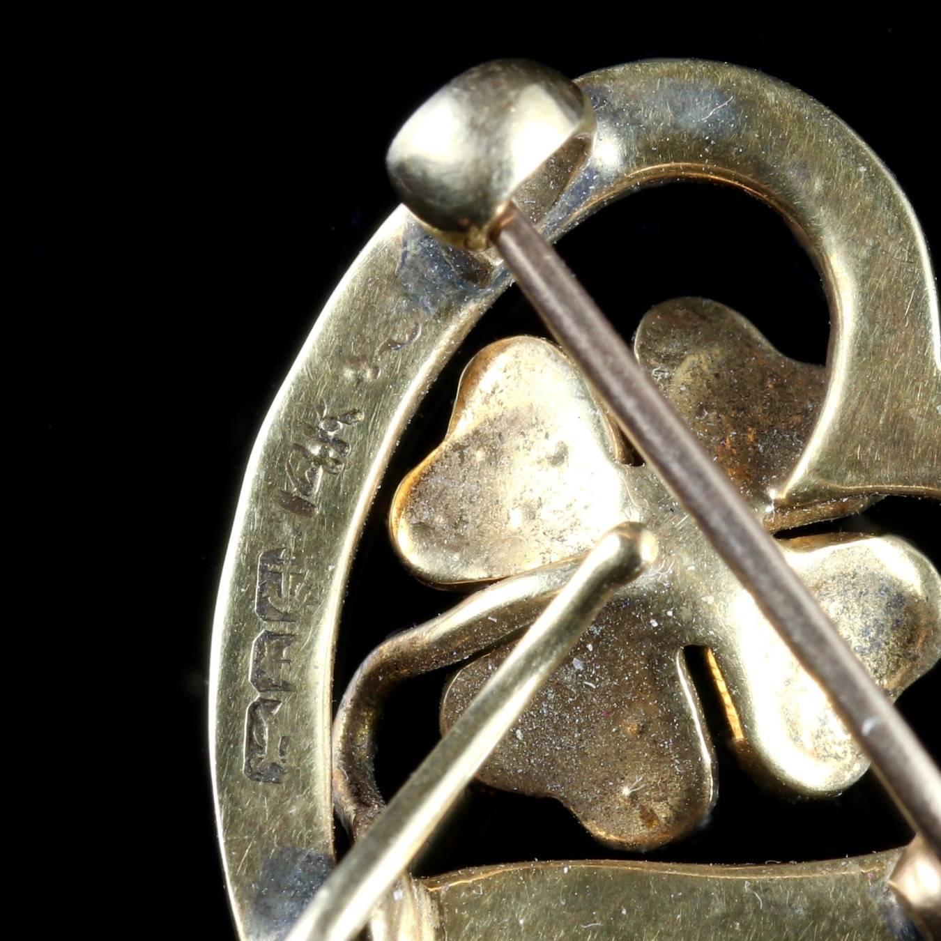 Antique Witches Heart Pearl Brooch 14 Carat Gold, circa 1900 2