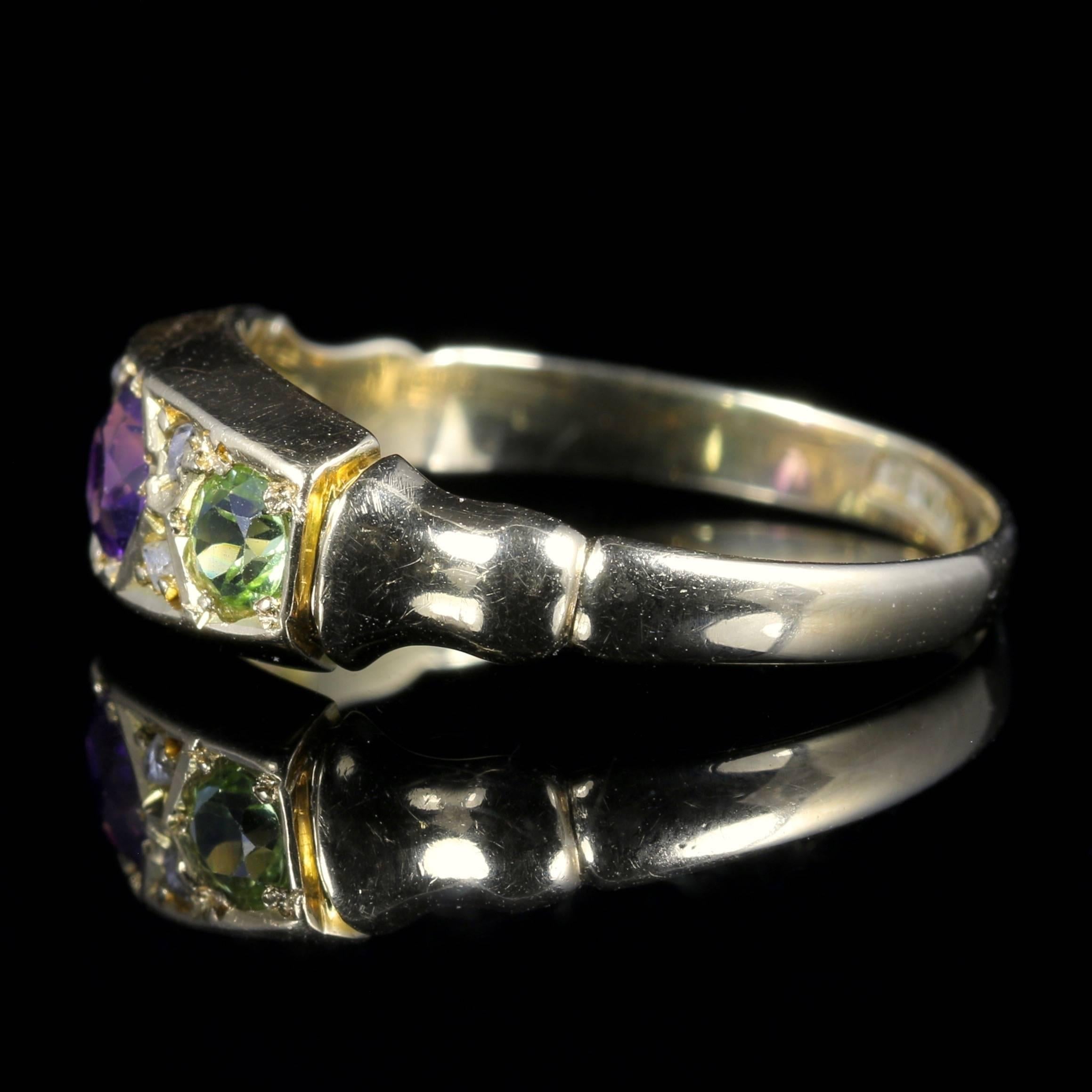 Women's Antique Suffragette Ring Amethyst Peridot Diamond Dated 1902