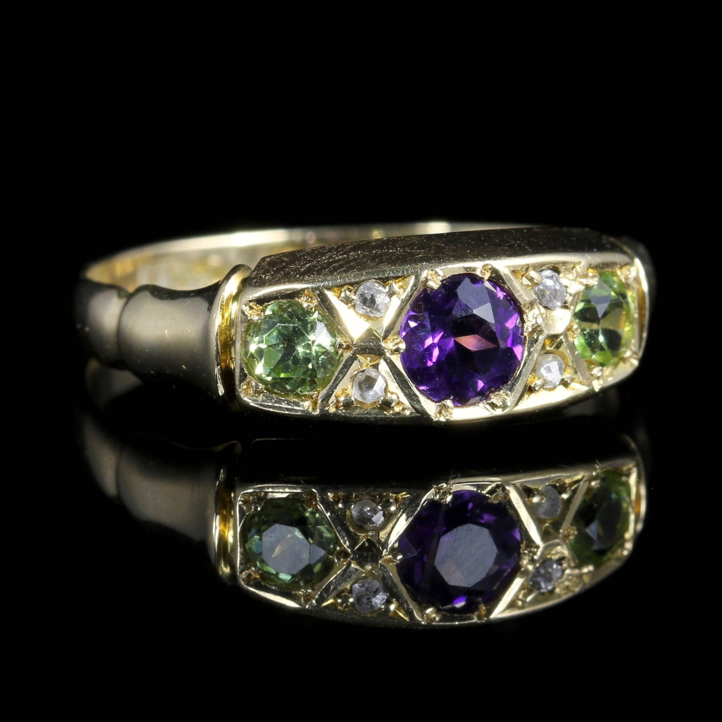 Antique Suffragette Ring Amethyst Peridot Diamond Dated 1902 In Excellent Condition In Lancaster, Lancashire