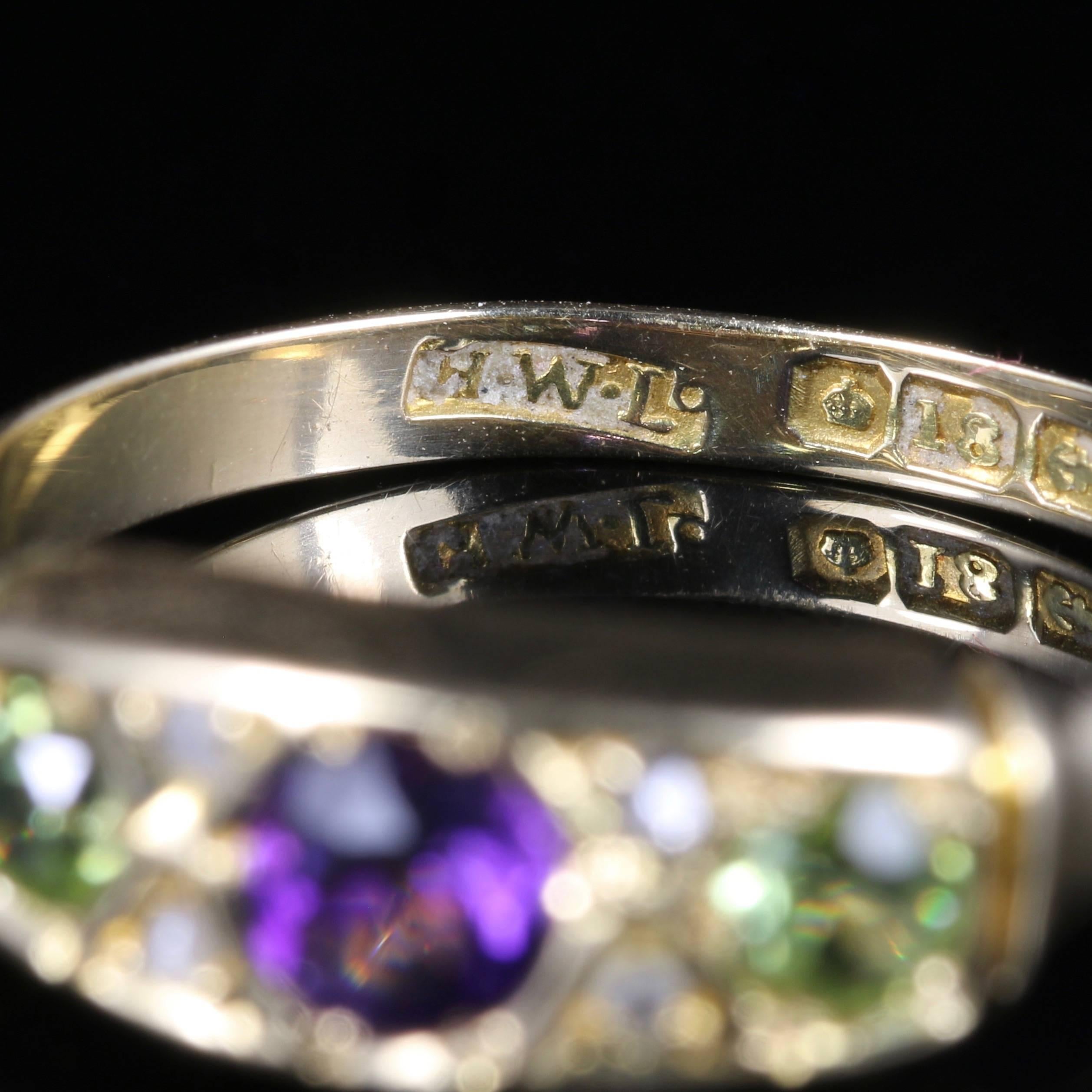 Antique Suffragette Ring Amethyst Peridot Diamond Dated 1902 2
