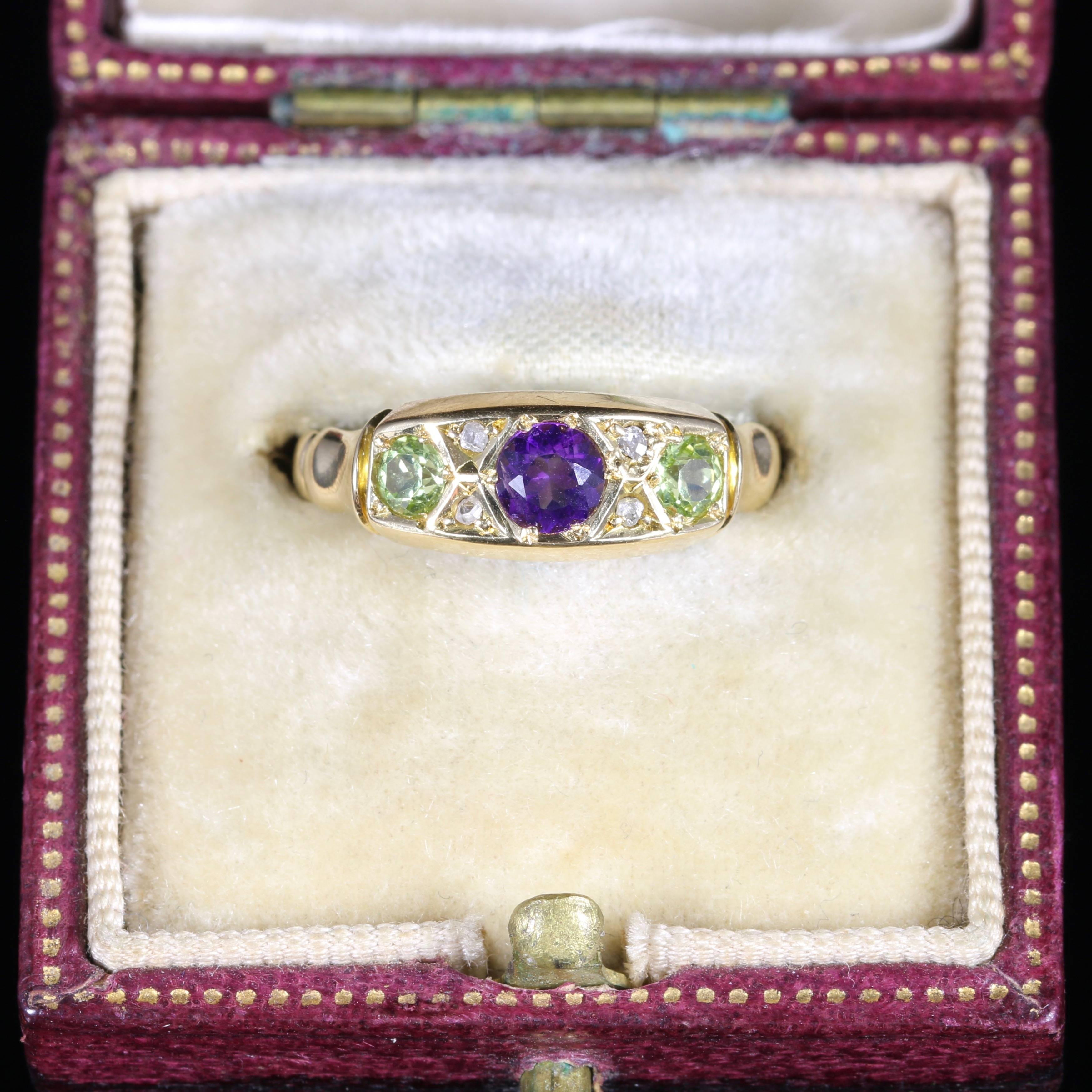 Antique Suffragette Ring Amethyst Peridot Diamond Dated 1902 3