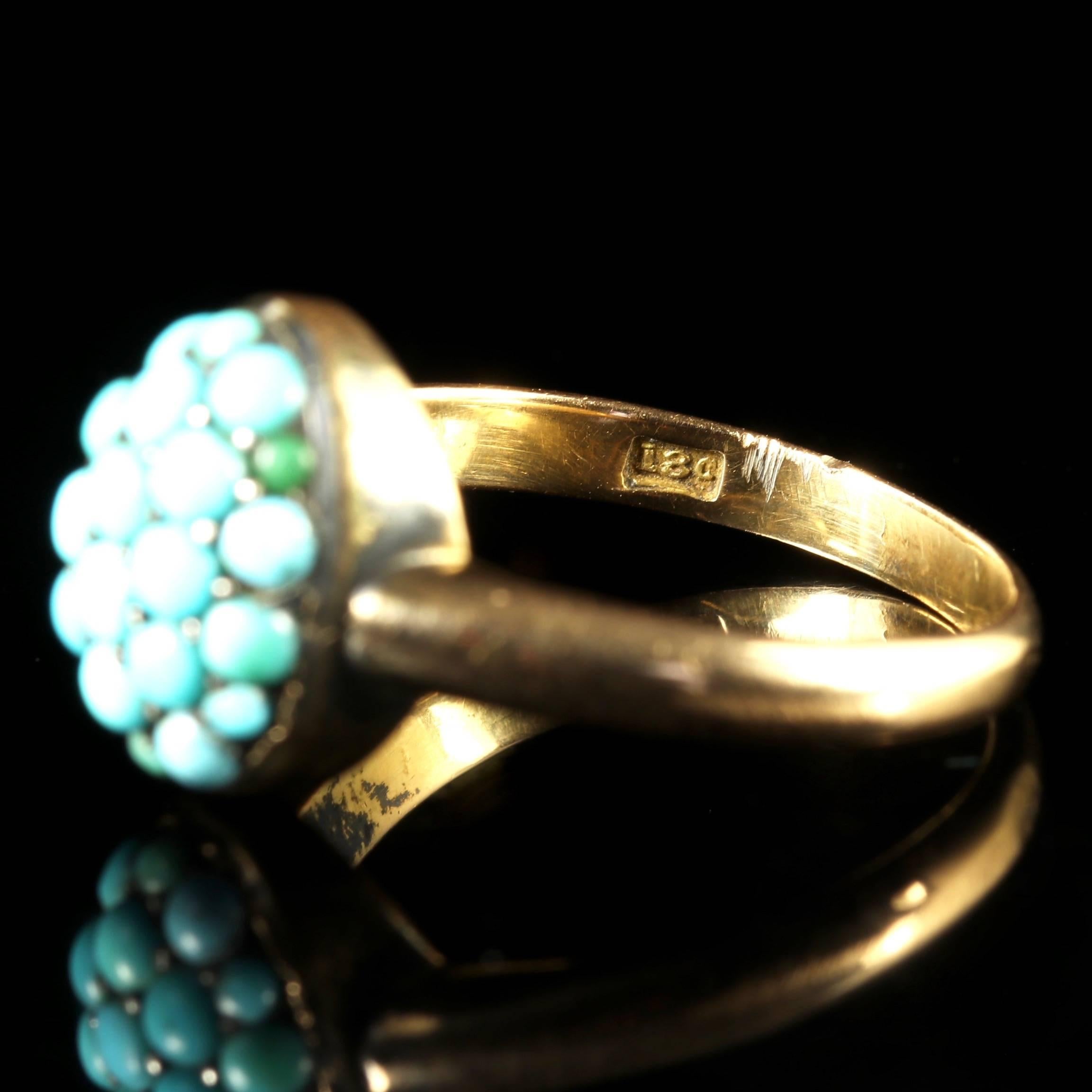 Antique Victorian Pavé Set Turquoise Cluster Ring, circa 1890 1