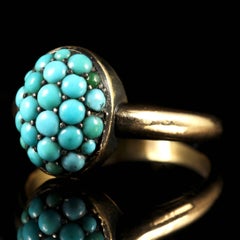 Antique Victorian Pavé Set Turquoise Cluster Ring, circa 1890