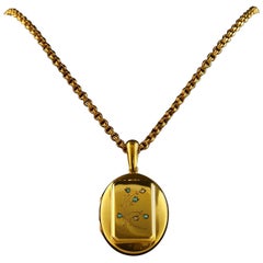 Antique Victorian Turquoise Gold Locket and Necklace