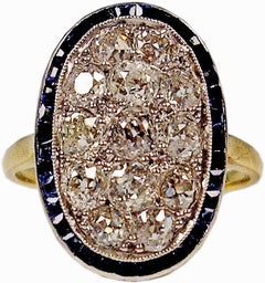 1920s Austria Art Nouveau 2.0 Carats Diamonds Sapphires Gold Ring