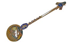 Art Deco Stick Brooch Gold 585 Sapphires Brilliants 0.70 Carat, Austria, Vienna