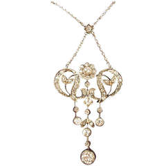 Art Nouveau 2.40 Carat Diamond Gold Necklace Prague Old Austria