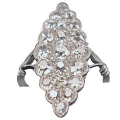 1900s Art Deco 3.00 Carat Diamond Gold Marquise Shaped Cluster Cocktail Ring 12