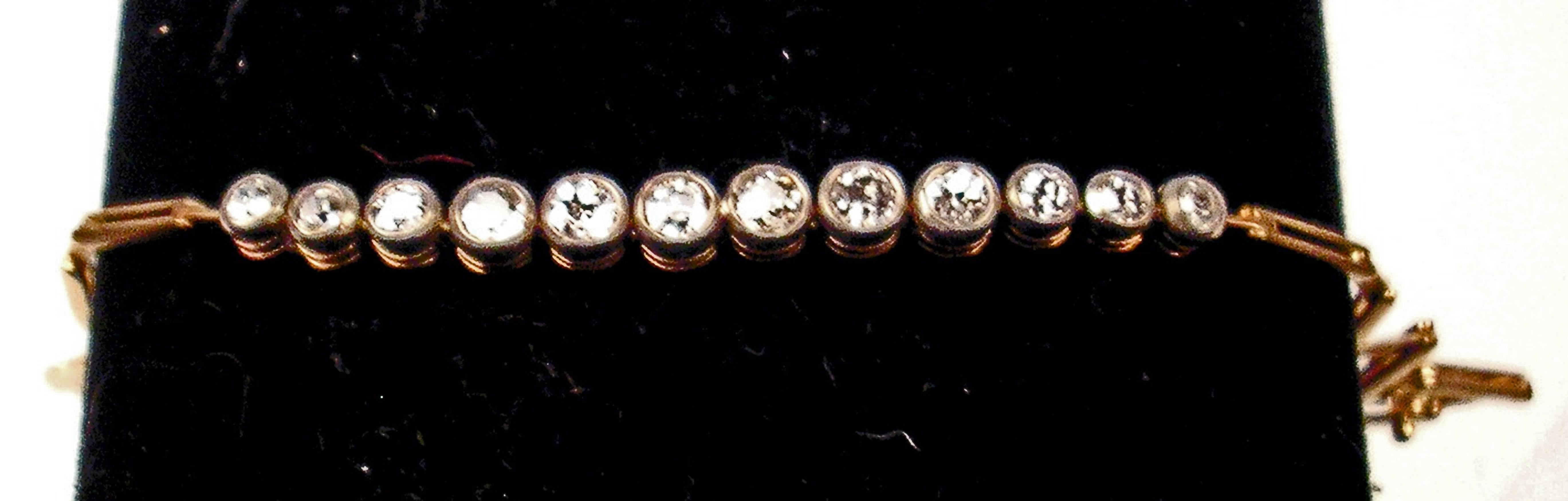 Women's 1900s Art Nouveau Diamonds 1.10 Carats Gold Chain Bracelet Vienna