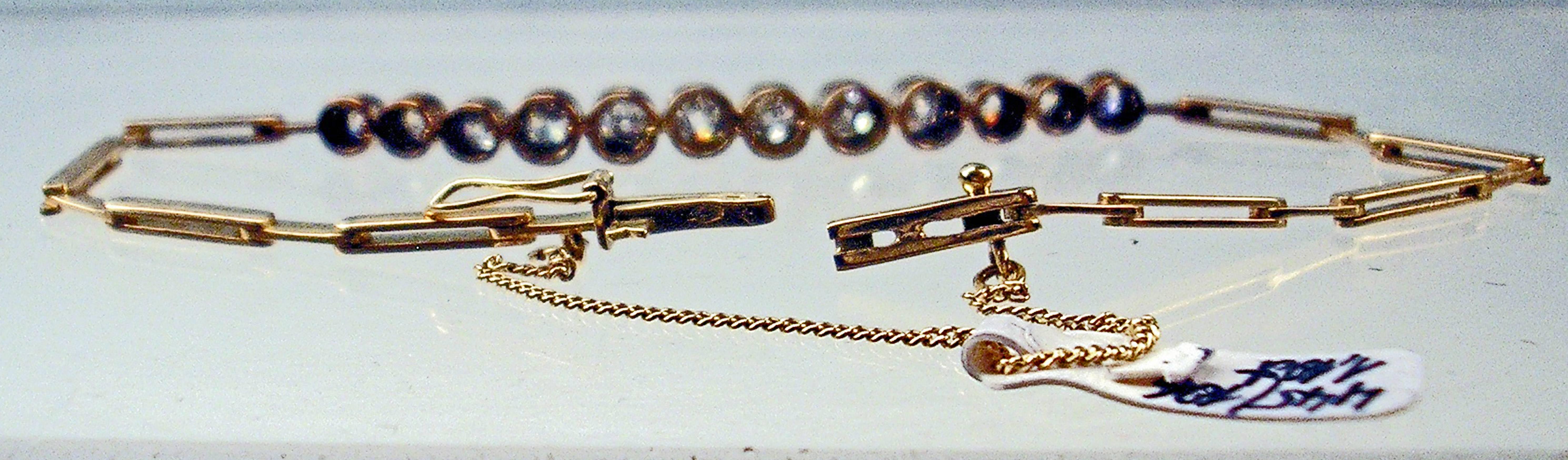 1900s Art Nouveau Diamonds 1.10 Carats Gold Chain Bracelet Vienna 1