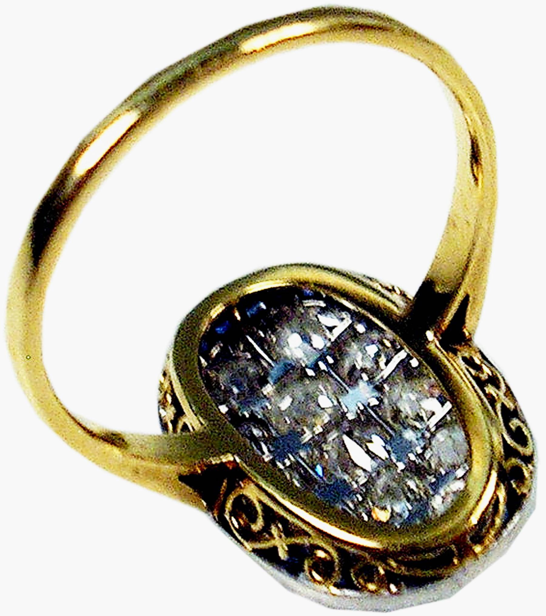 Women's 1920s Austria Art Nouveau 2.0 Carats Diamonds Sapphires Gold Ring