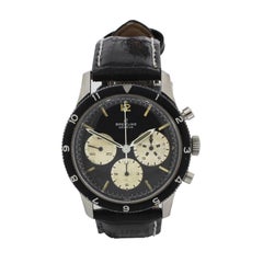 Retro Breitling Black Co Pilot Chronograph Wristwatch Ref 765CP, 1968