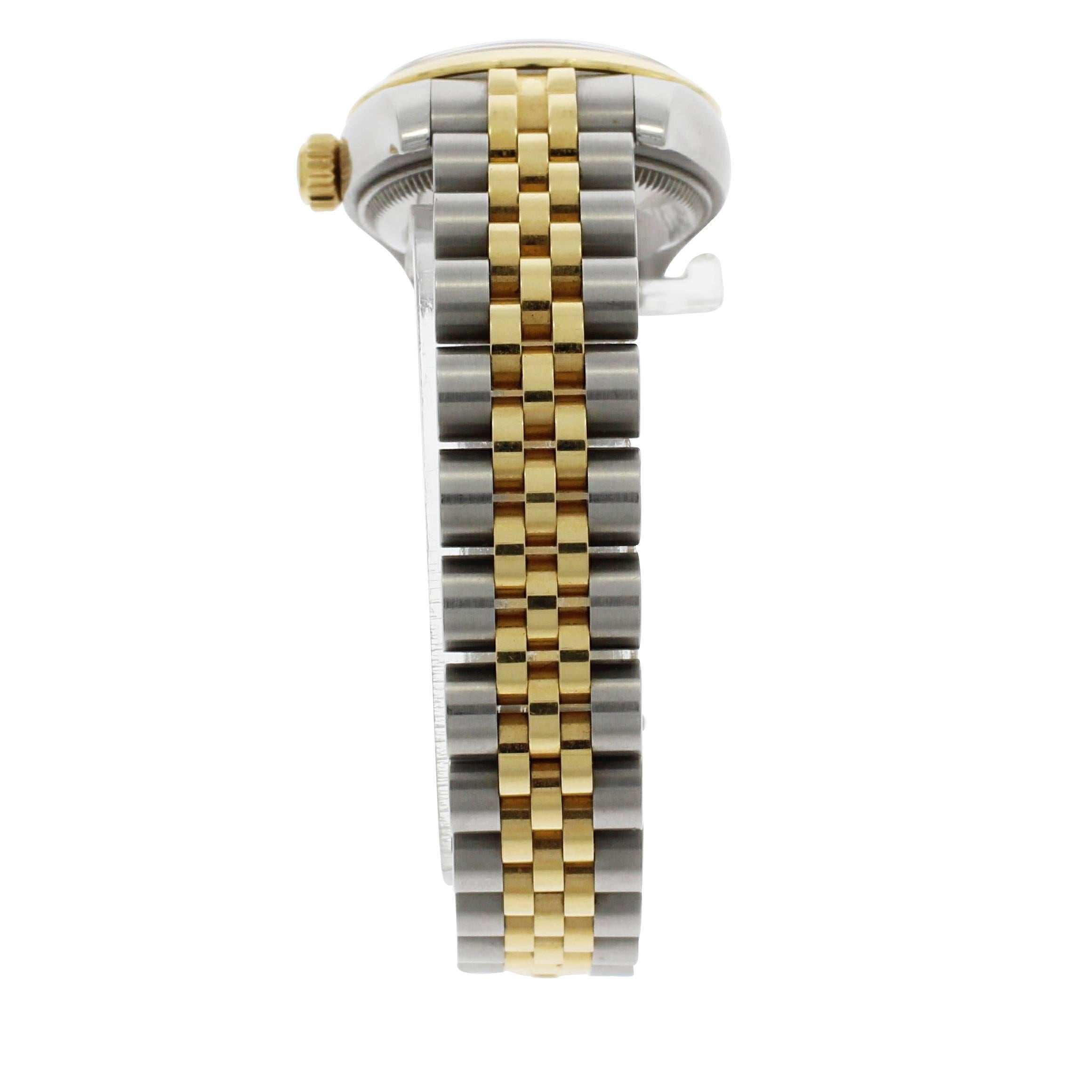 Rolex Yellow Gold Stainless Steel Datejust Diamond Dial Wristwatch Ref 179163 1