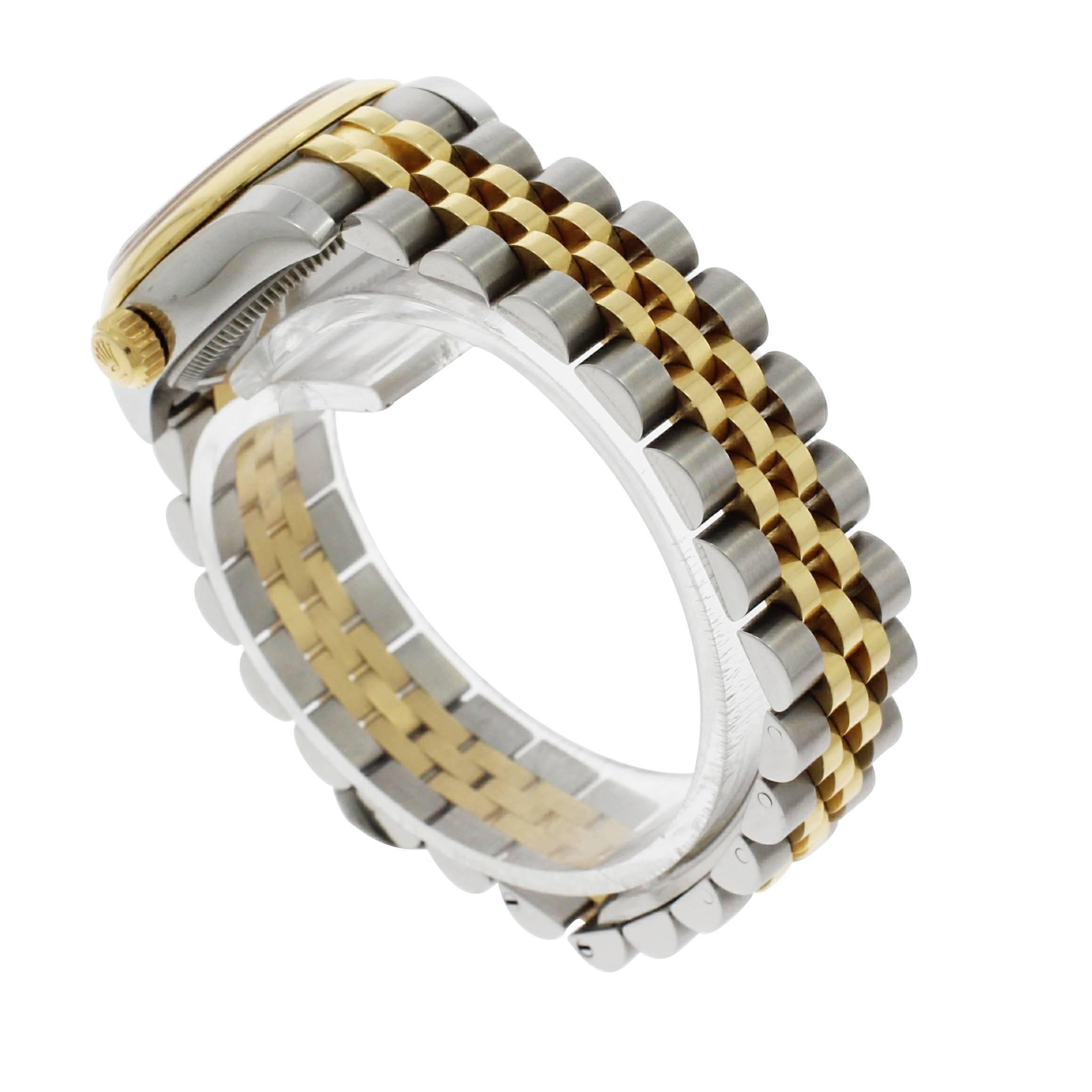 Women's Rolex Yellow Gold Stainless Steel Datejust Diamond Dial Wristwatch Ref 179163