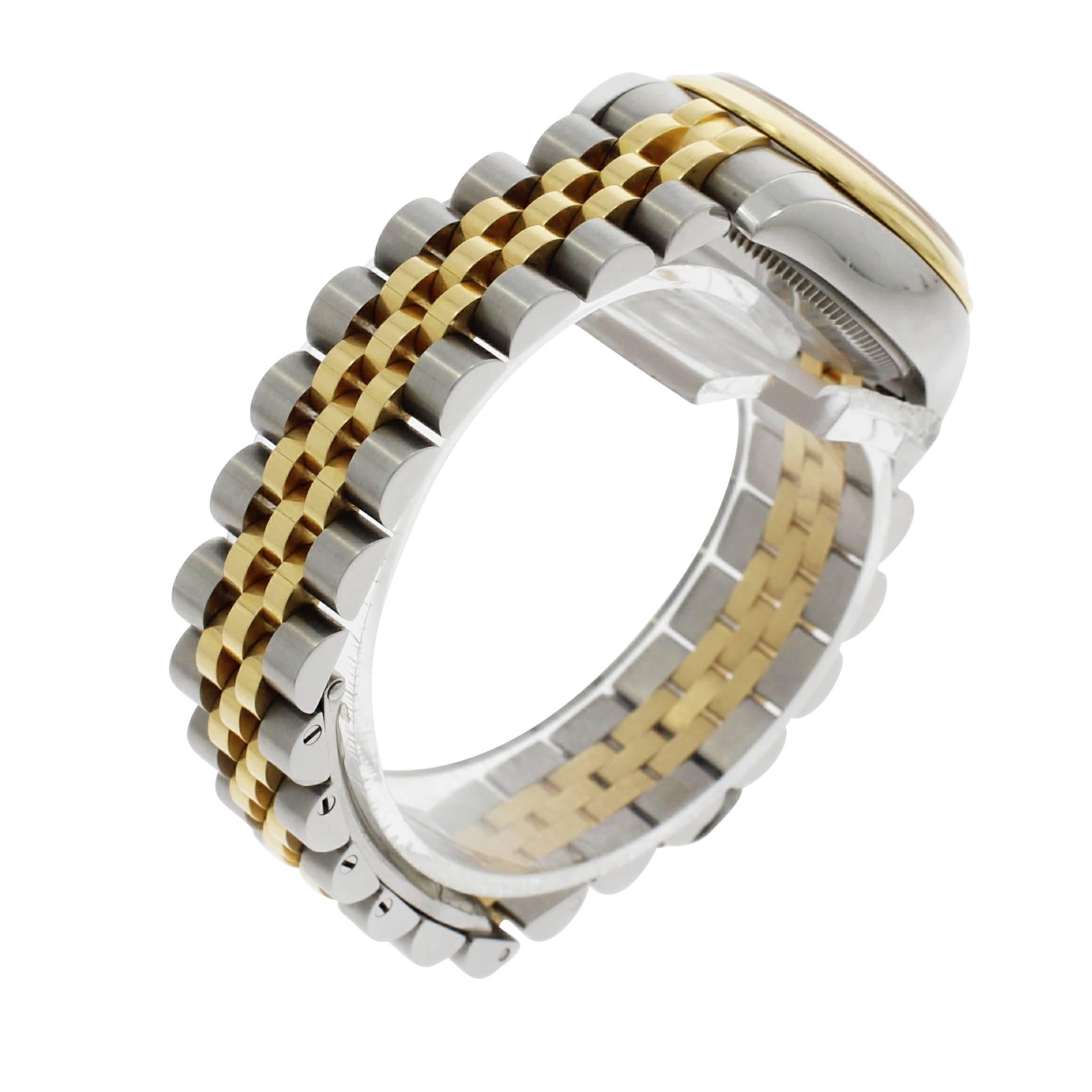 Rolex Yellow Gold Stainless Steel Datejust Diamond Dial Wristwatch Ref 179163 2