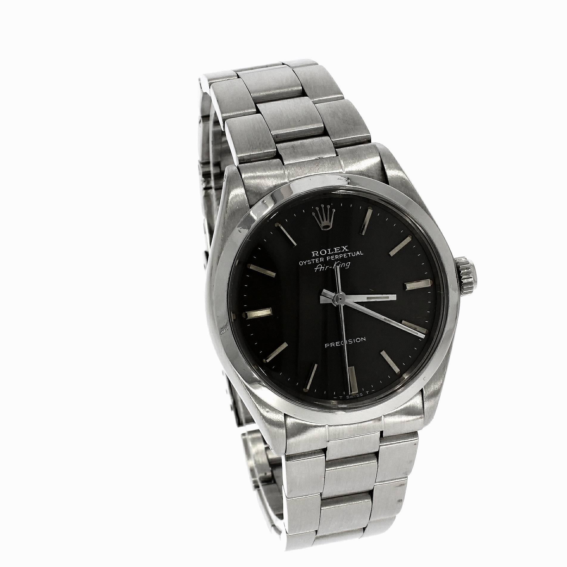 Rolex Stainless Steel Air King Calibre 1520 Wristwatch Ref 5500, circa 1977 For Sale 3