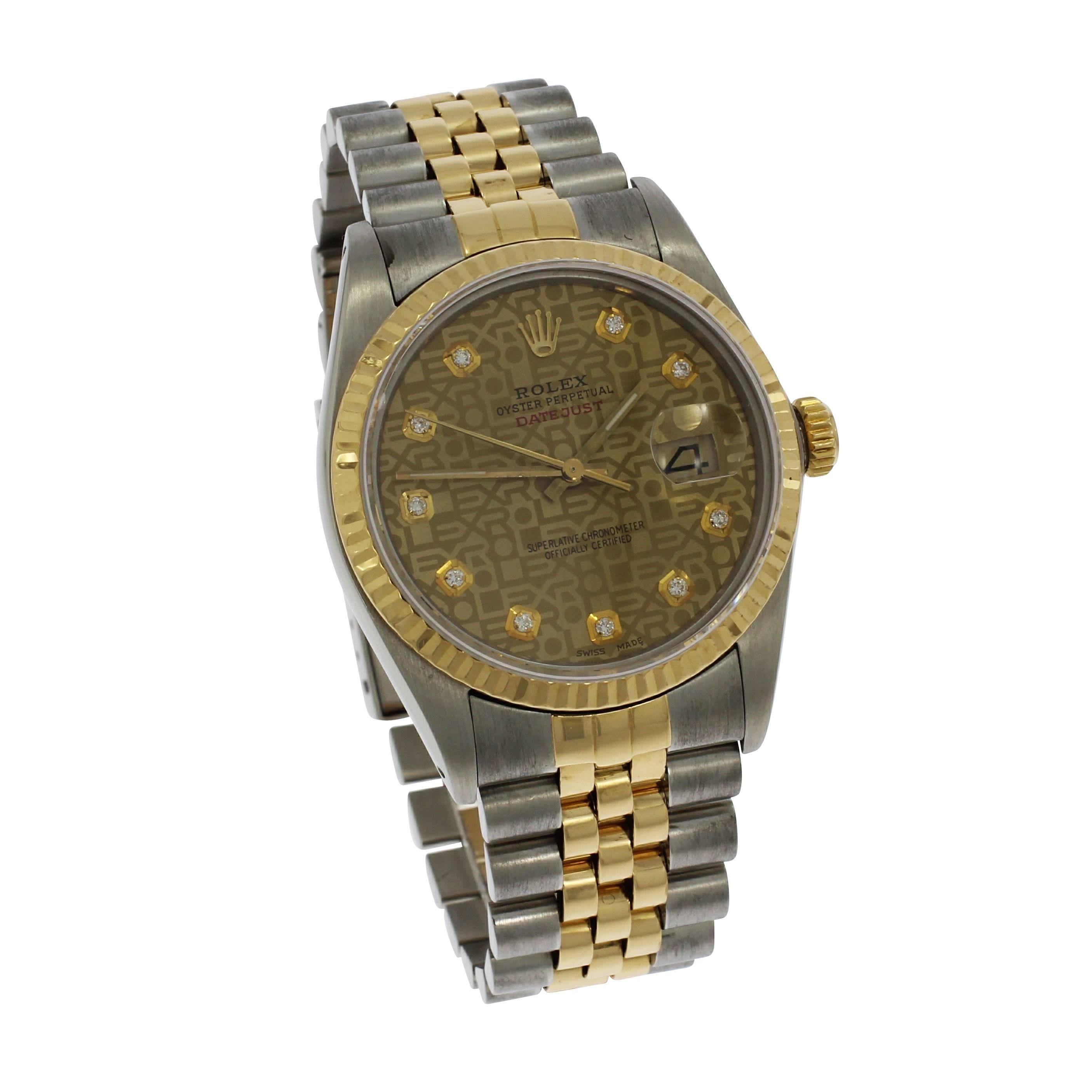 Rolex Yellow Gold Stainless Steel Datejust Jubilee Dial Wristwatch, 1986 5