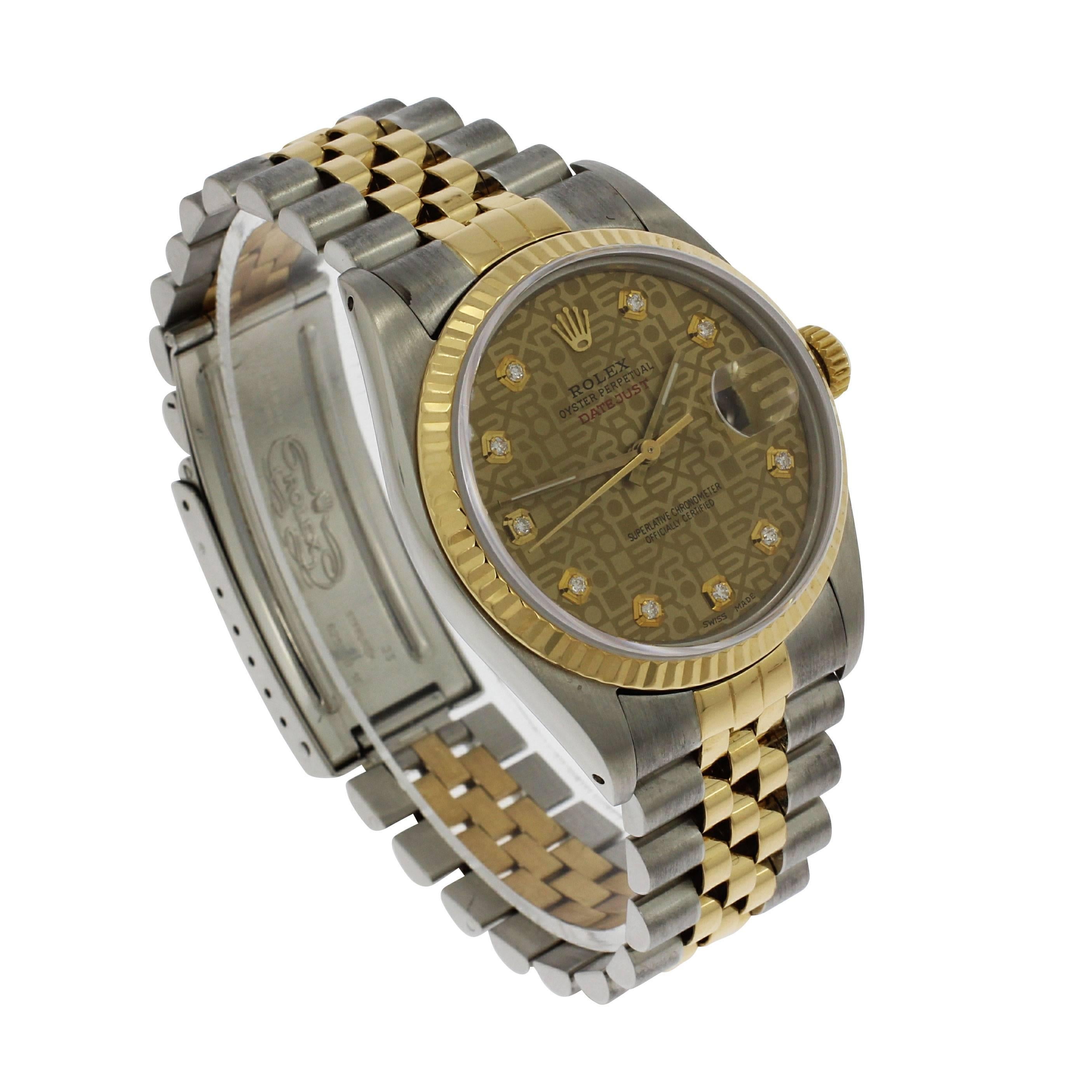 Rolex Yellow Gold Stainless Steel Datejust Jubilee Dial Wristwatch, 1986 4