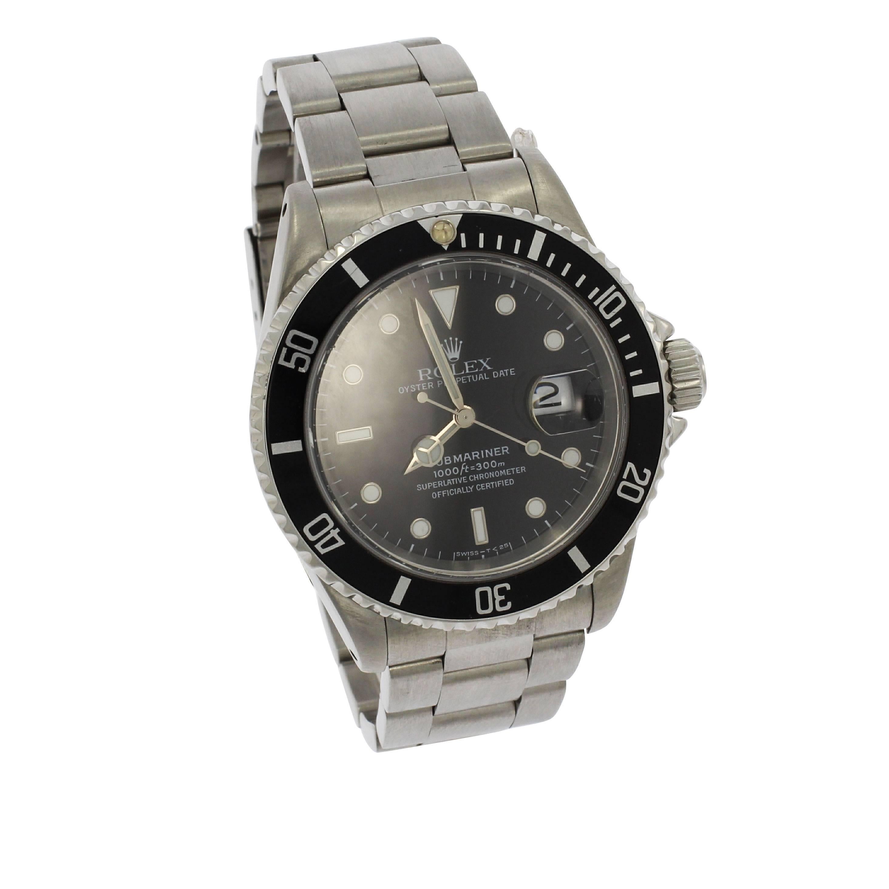 Rolex Stainless Steel Aluminium Bezel Submariner Wristwatch Ref 16610, 1997 For Sale 4