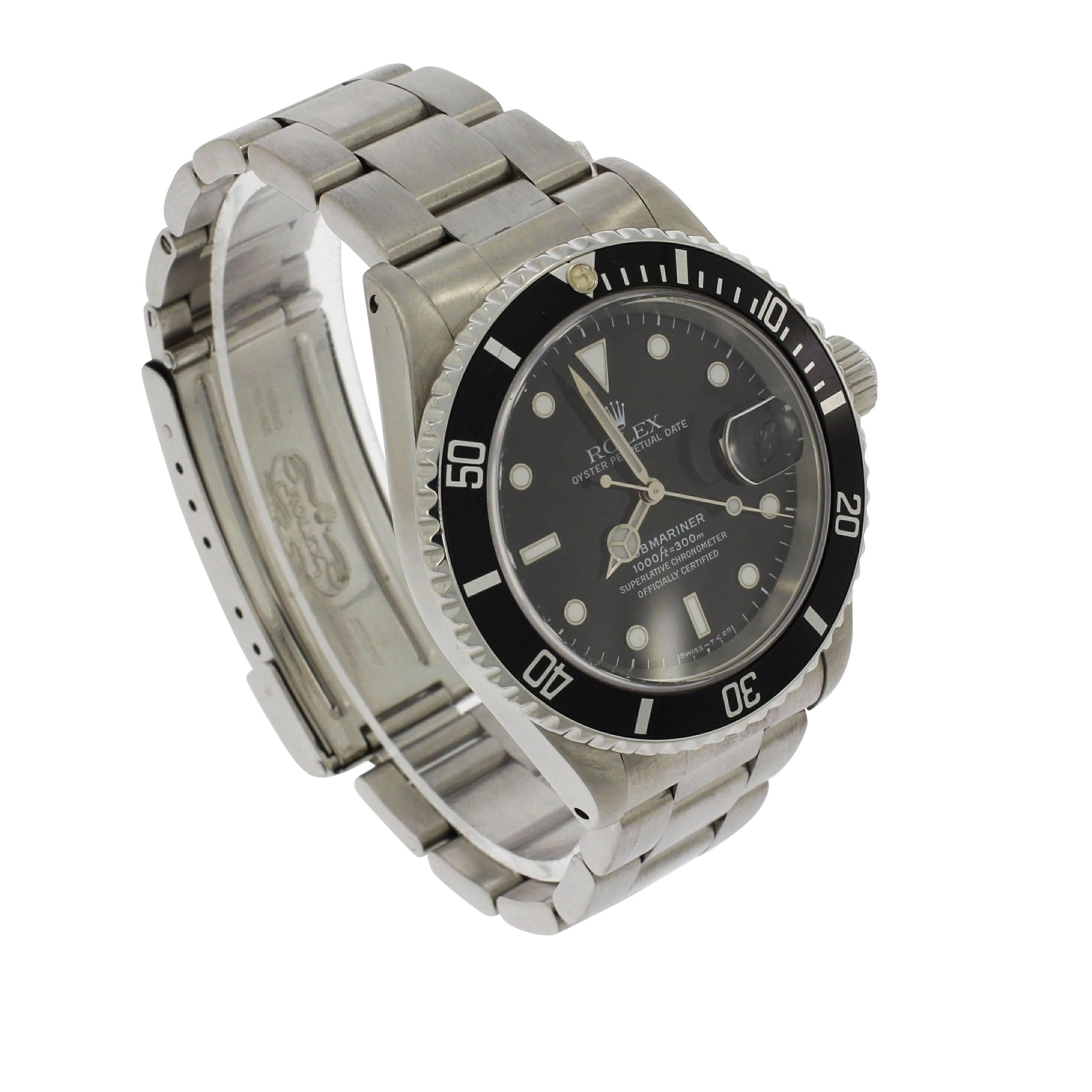 Rolex Stainless Steel Aluminium Bezel Submariner Wristwatch Ref 16610, 1997 For Sale 3