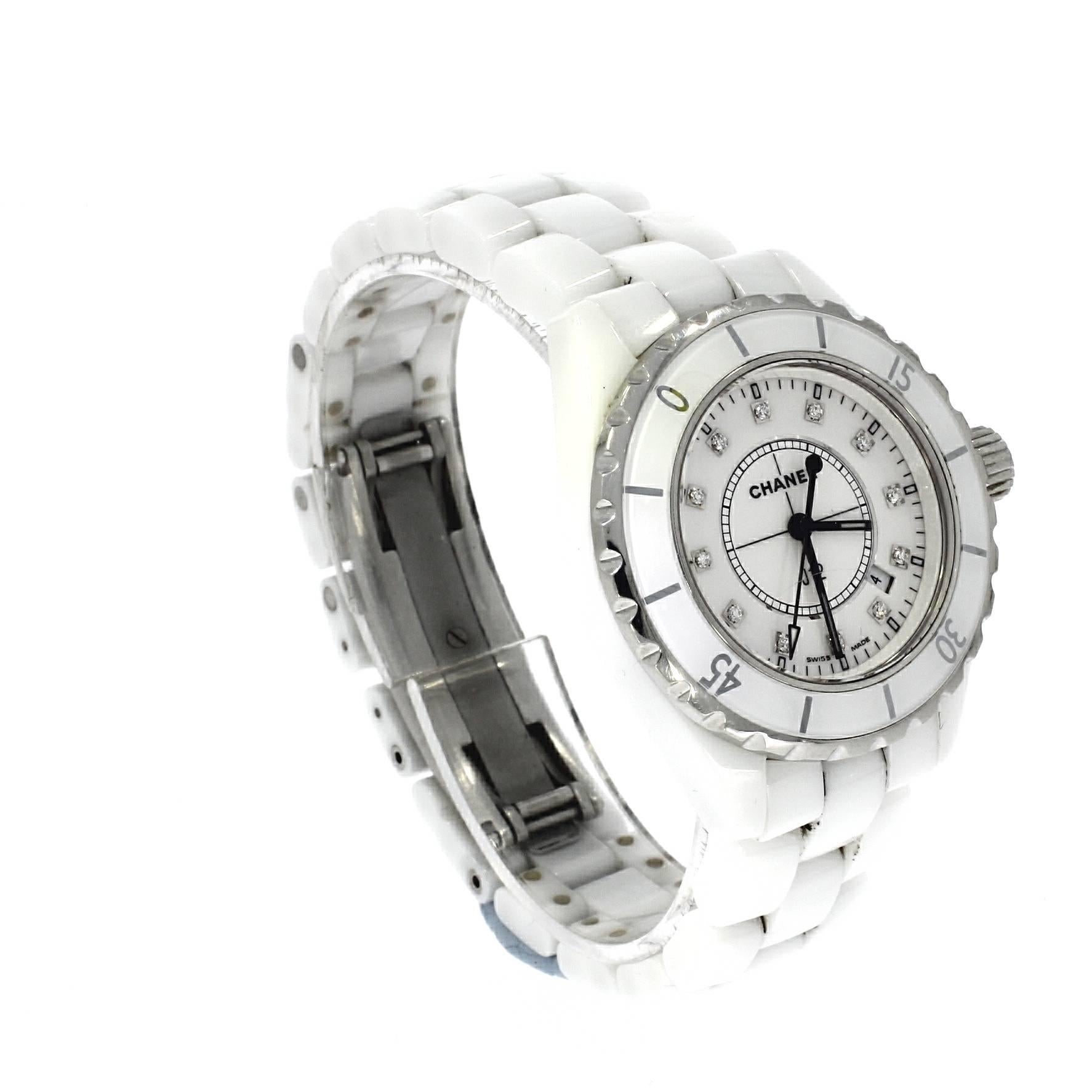 Chanel Ladies Ceramic Diamond Dot J51 15566 Wristwatch 4