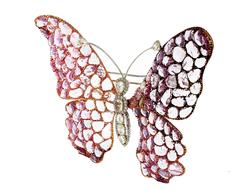 Diamond and Pink Sapphire Butterfly Brooch