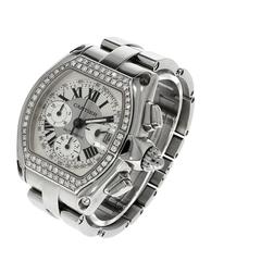 Cartier Stainless Steel Diamond Bezel Roadster Chronograph Automatic Wristwatch