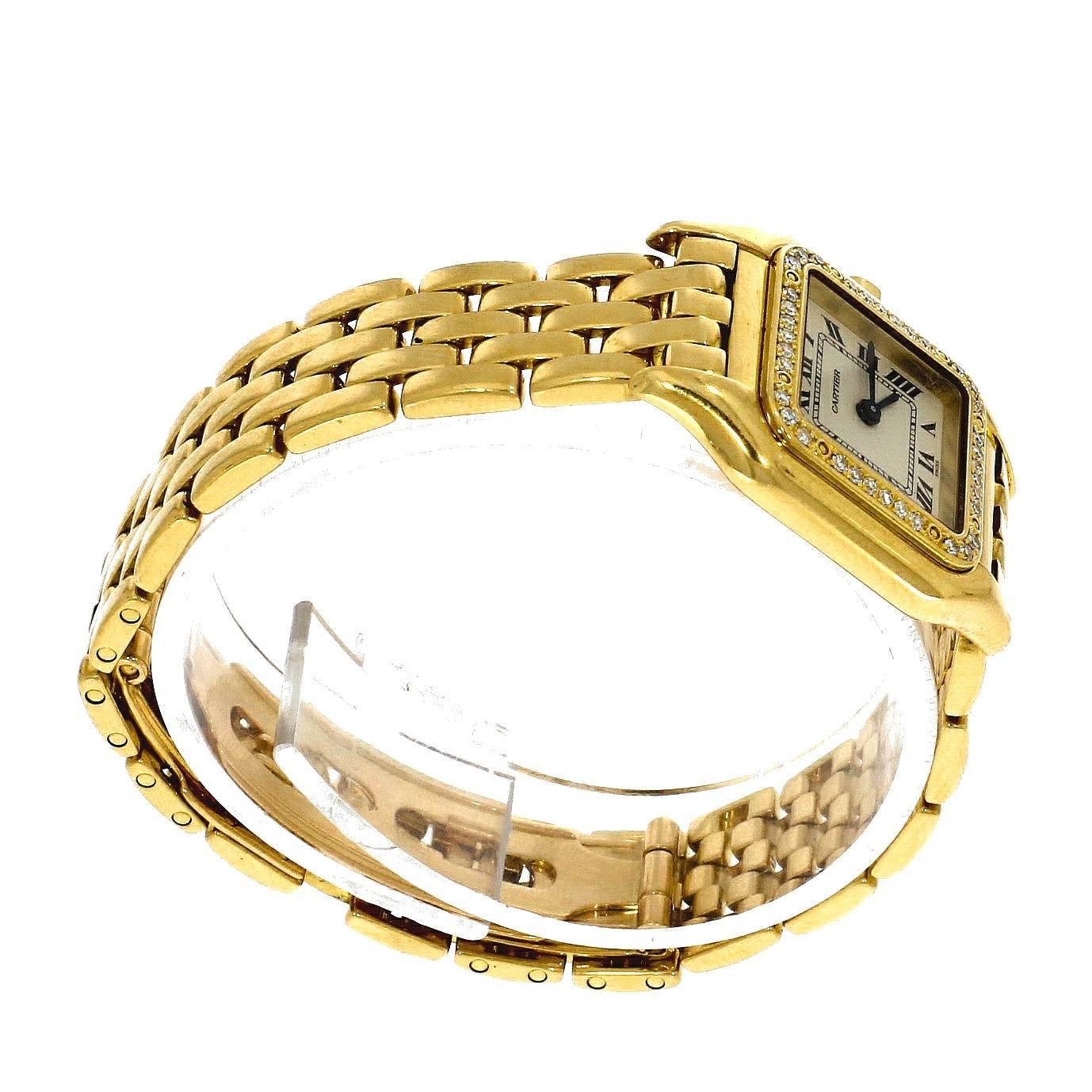 Cartier Yellow Gold Diamond White Dial Panthere Automatic Wristwatch Ref 1280 3