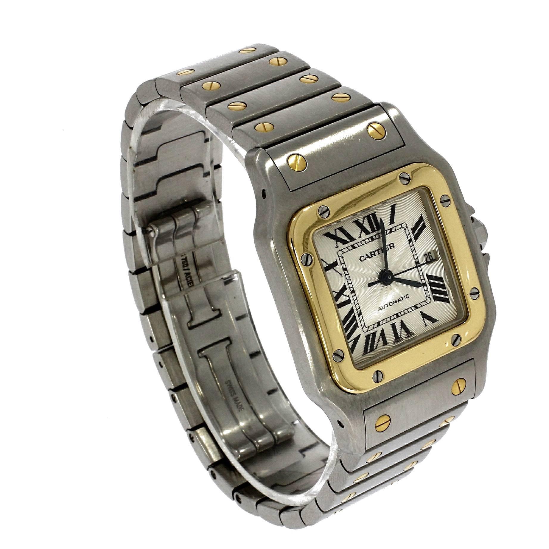 Cartier Yellow Gold Stainless Steel Santos Automatic Wristwatch Ref 2319 4