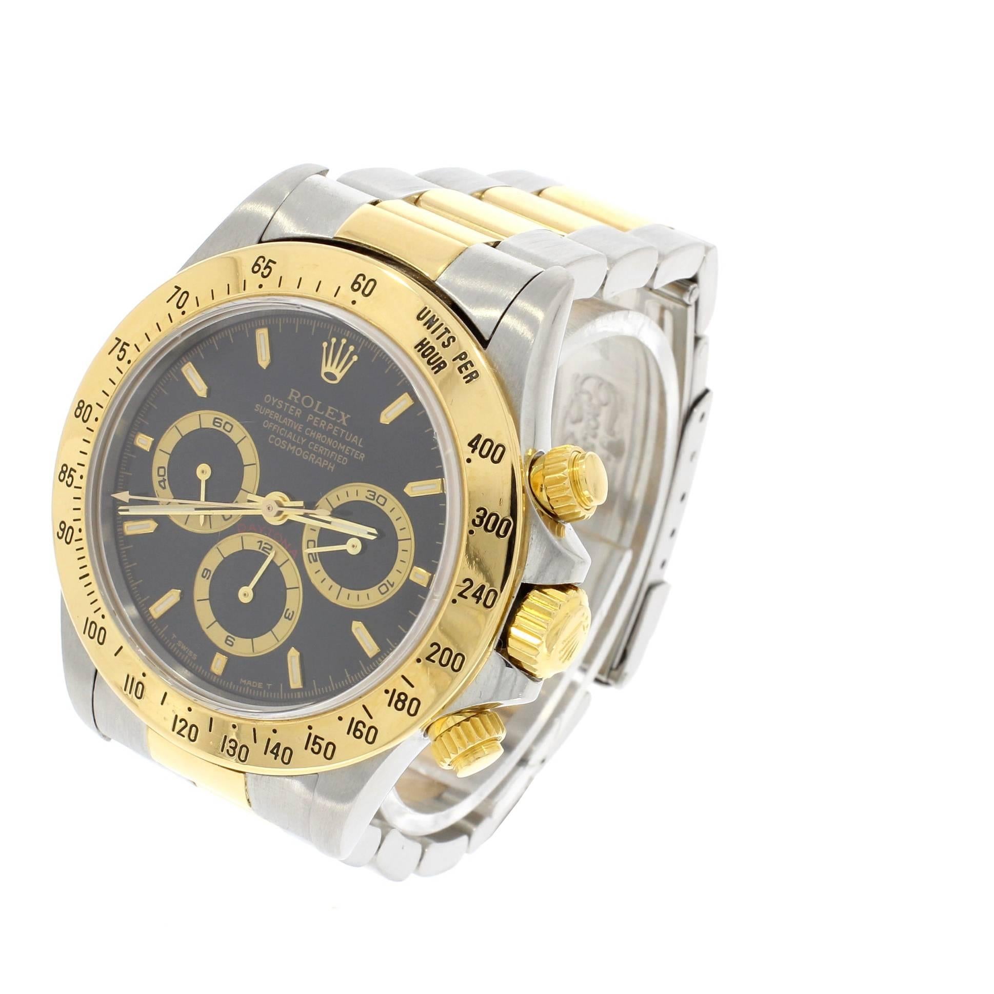 The Rolex Daytona named after a city in Florida which attracted motorsport enthusiasts due to its compacted sand, making it ideal for land speed record attempts.

This Rolex has undergone a thorough inspection to ensure all aspects of the watch are