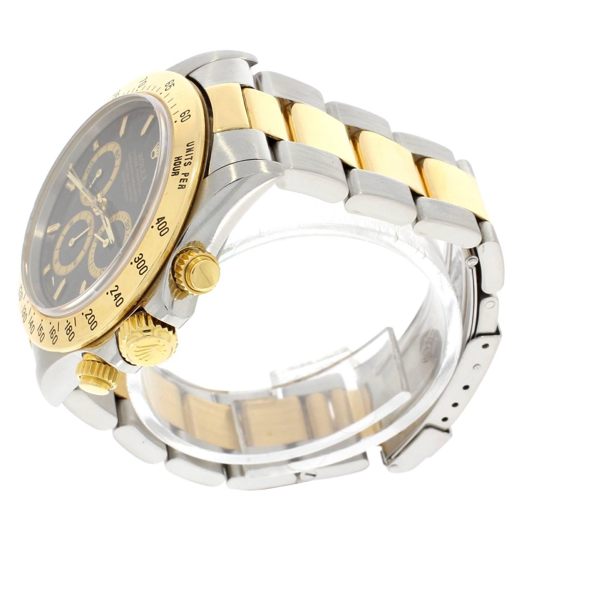Rolex Yellow Gold Stainless Steel Daytona Zenith Movement Wristwatch Ref 16523  In Excellent Condition In Epsom, Surrey