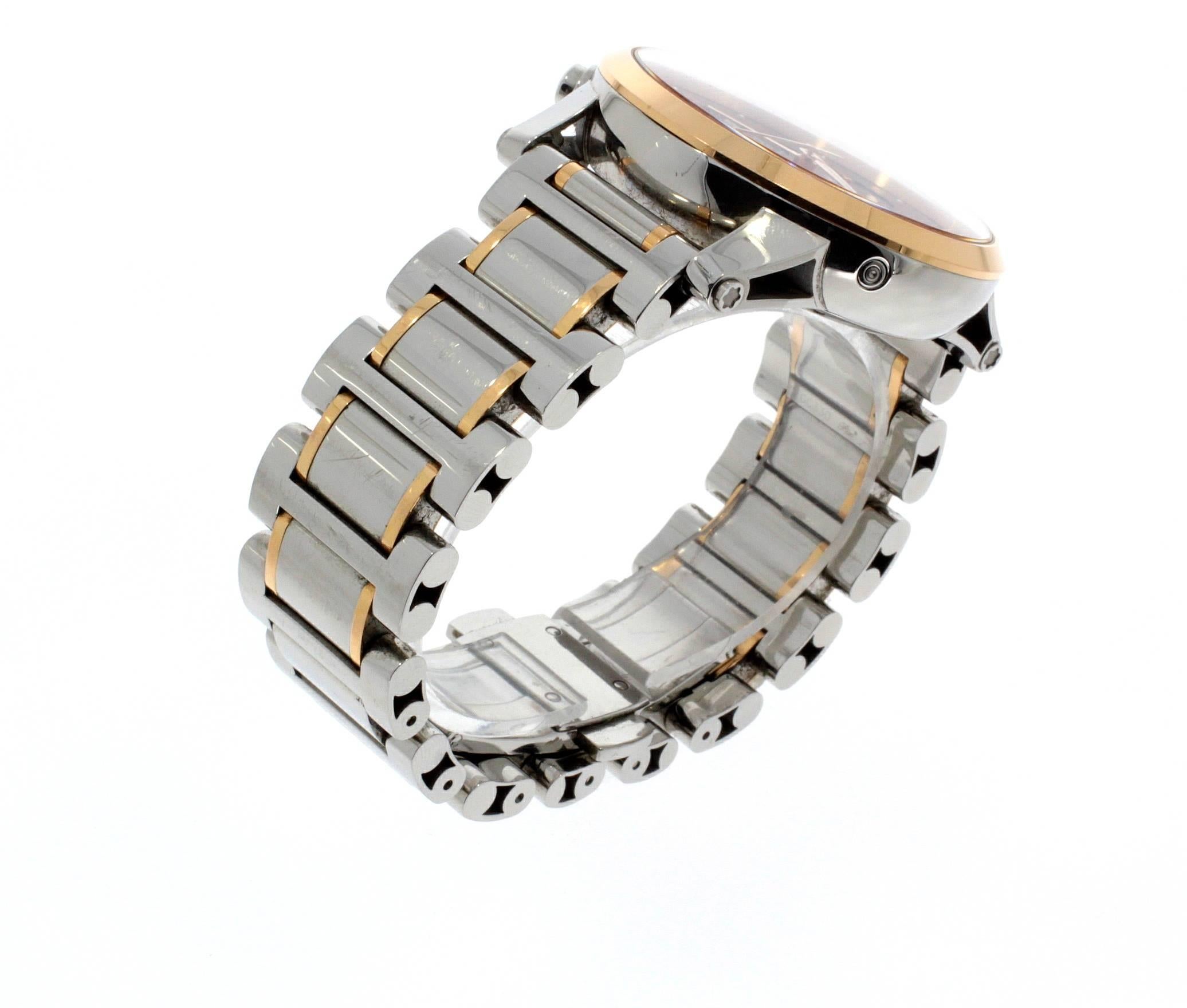Men's Montblanc Rose Gold Stainless Steel Timewalker Chronograph Wristwatch Ref 7141